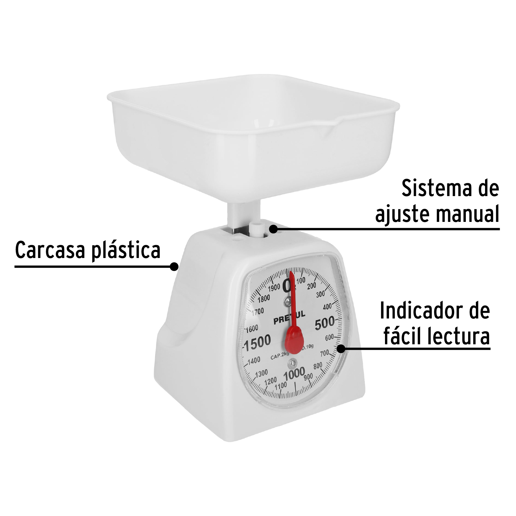 Báscula mecánica Pretul de cocina para 2 kg