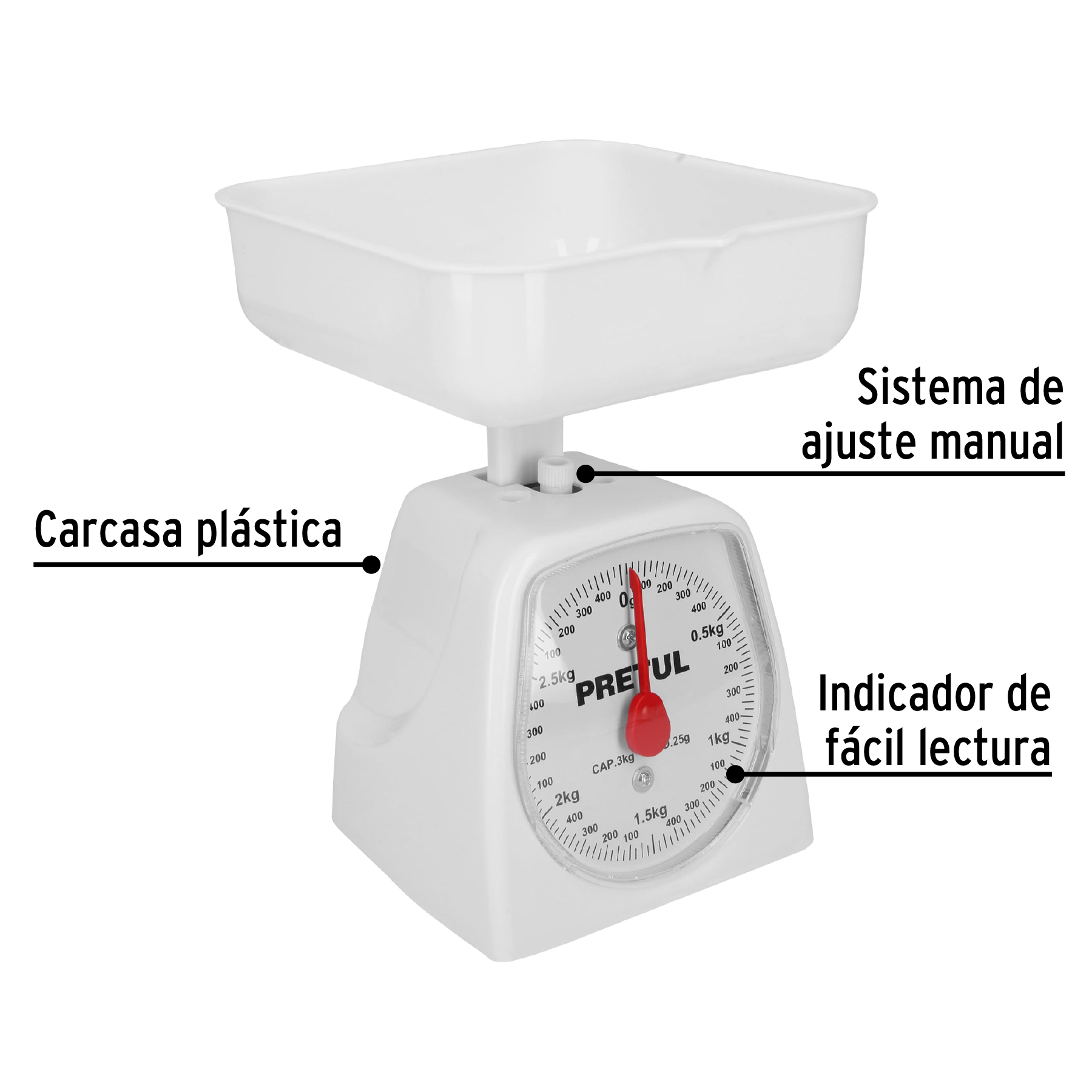 Báscula mecánica Pretul de cocina para 3 kg