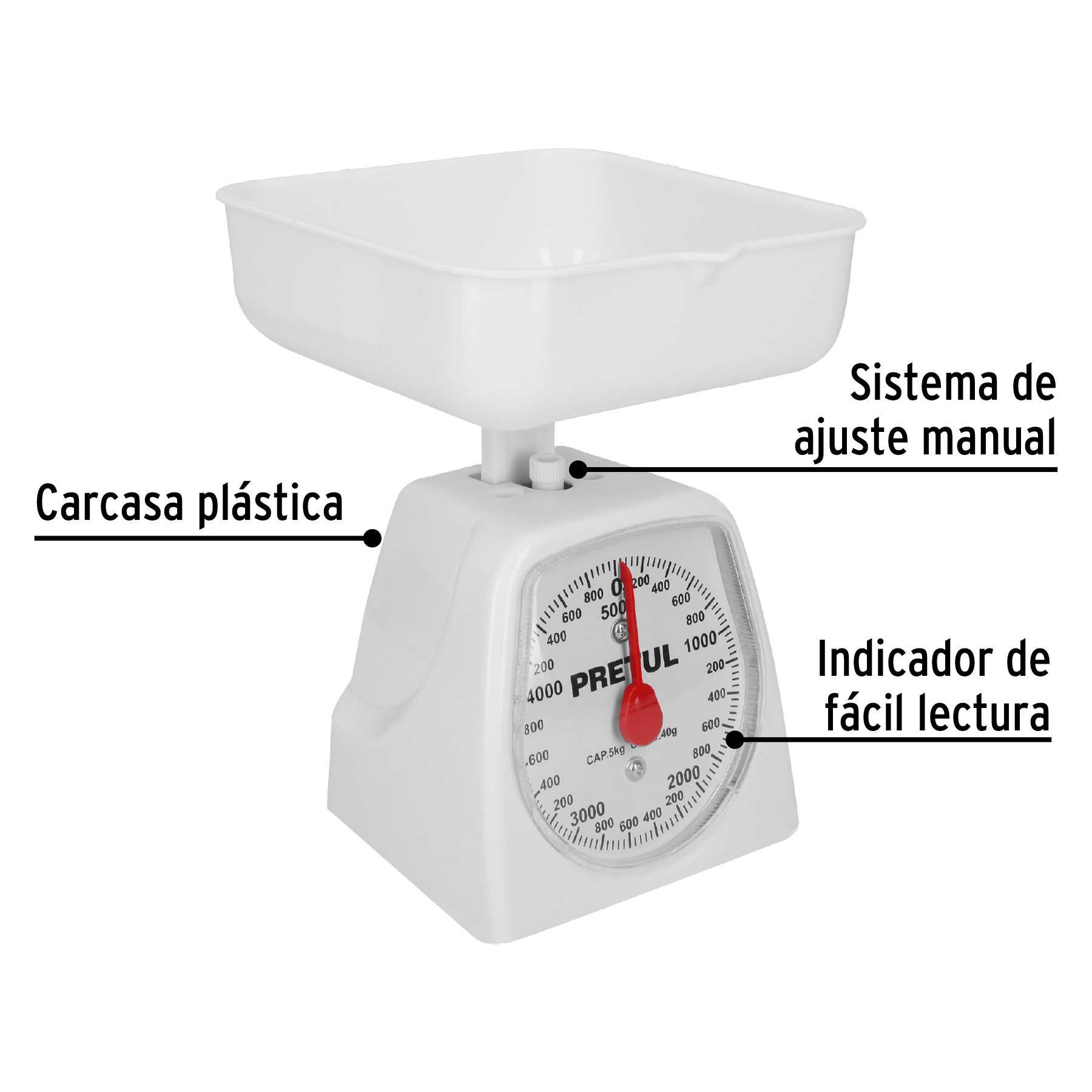 Báscula mecánica Pretul de cocina para 5 kg