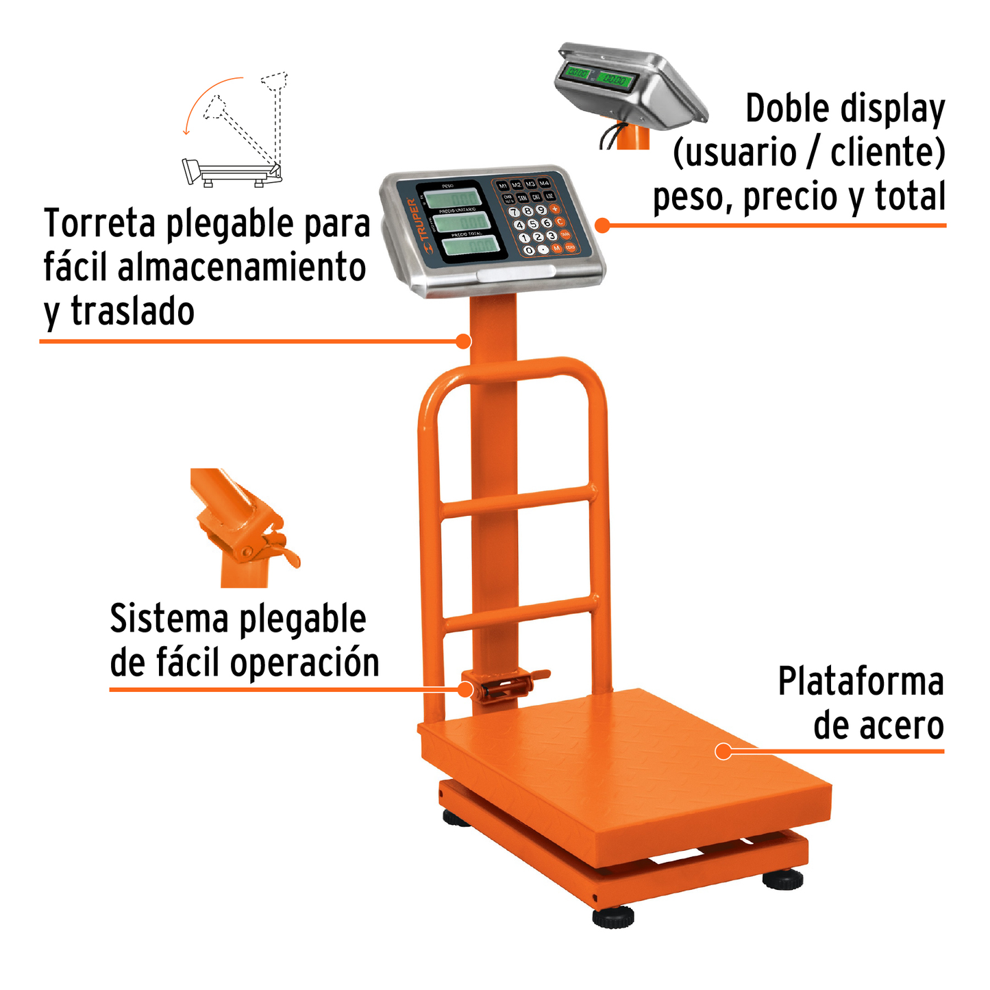 Báscula plegable de plataforma capacidad 100 Kg.