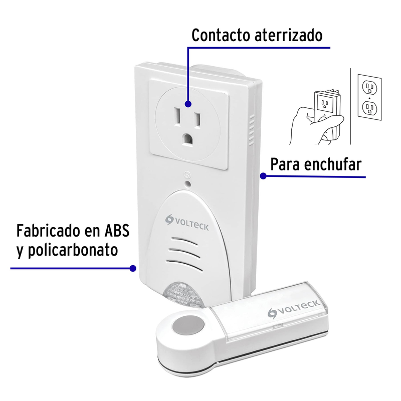 Timbre inalámbrico con clavija, alcance de 50 m.