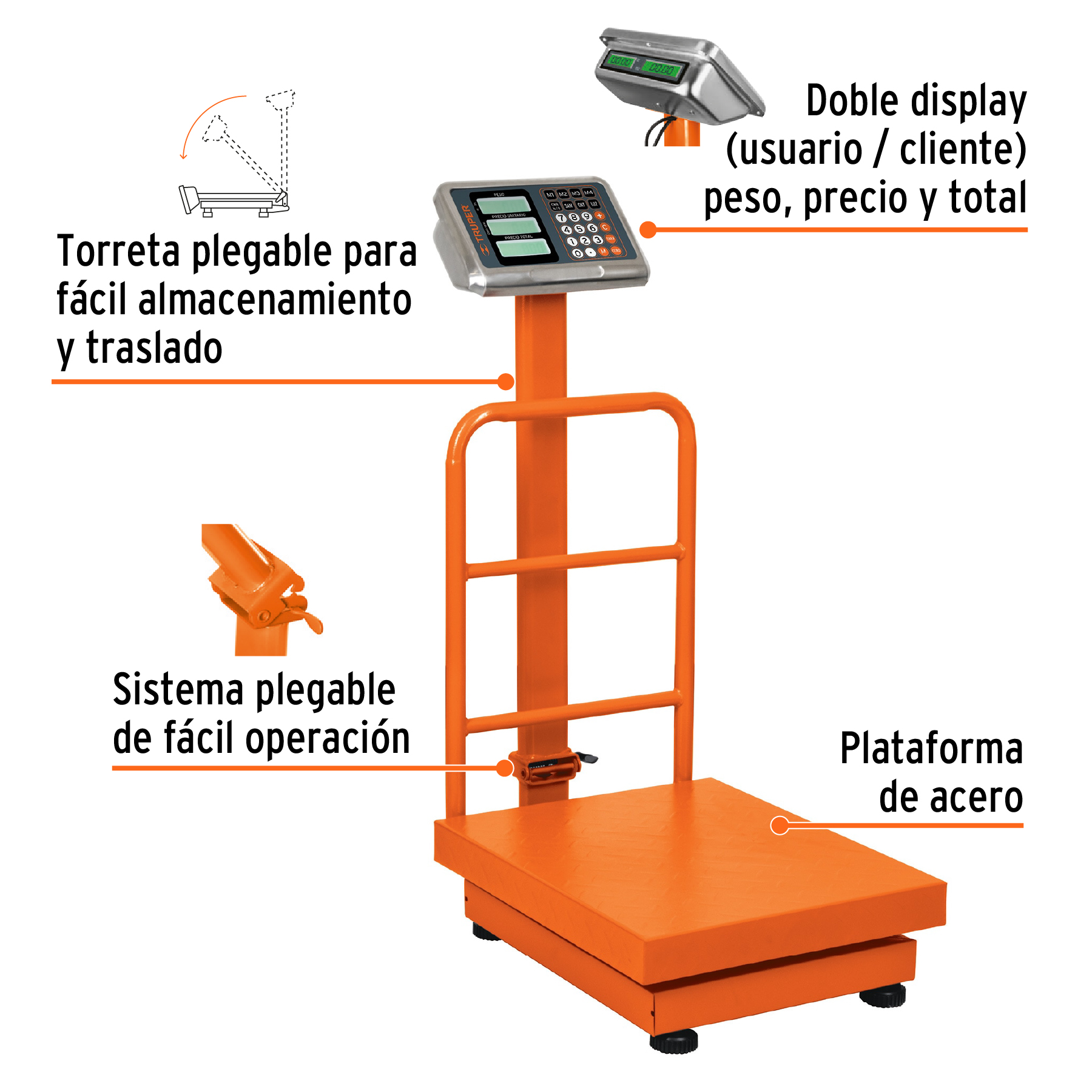 Báscula plegable de plataforma capacidad 200 Kg.