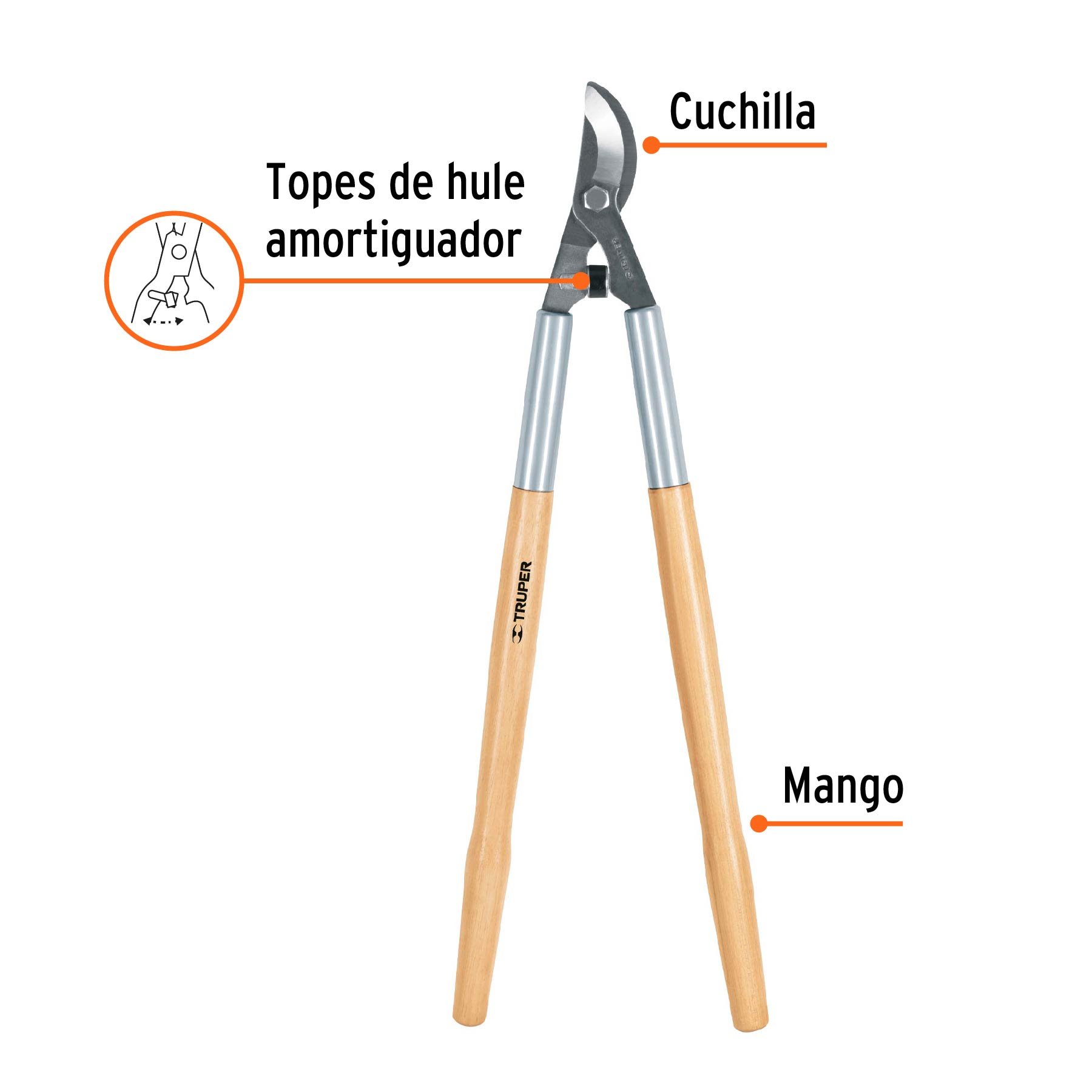Tijeras para ramas 21", mango de madera