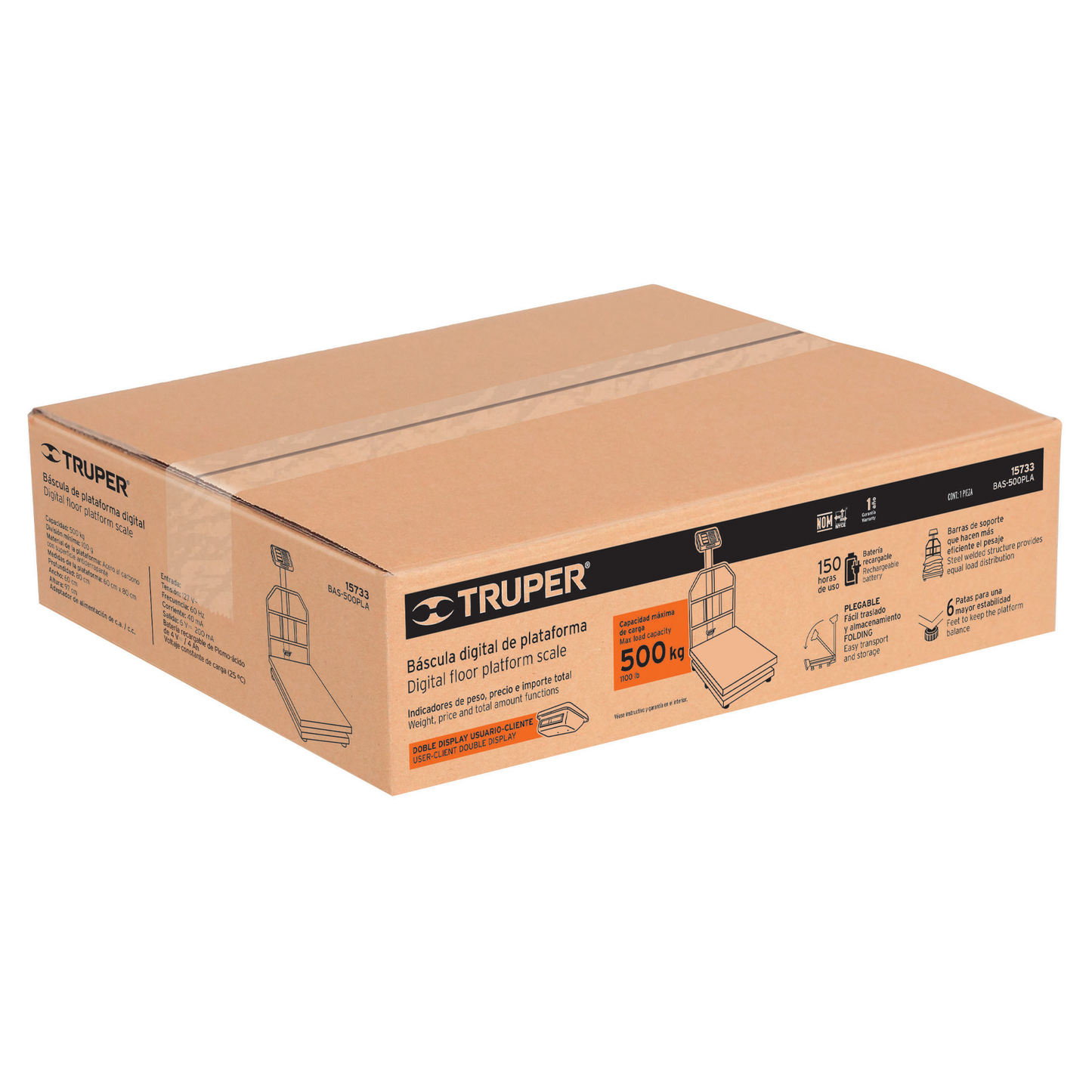 Báscula plegable de plataforma capacidad 500 Kg.