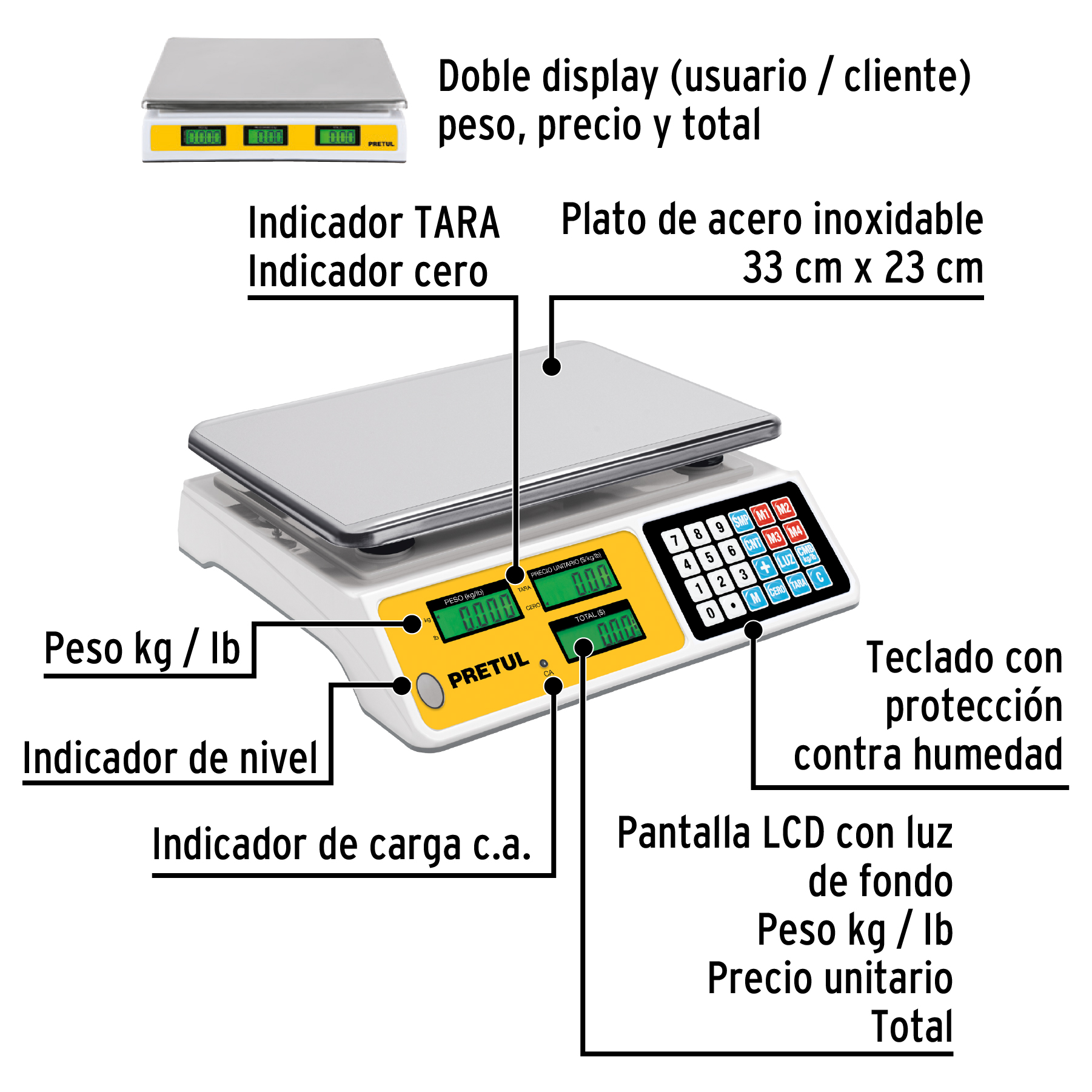 Báscula Pretul electrónica multifunciones capacidad 40 kg