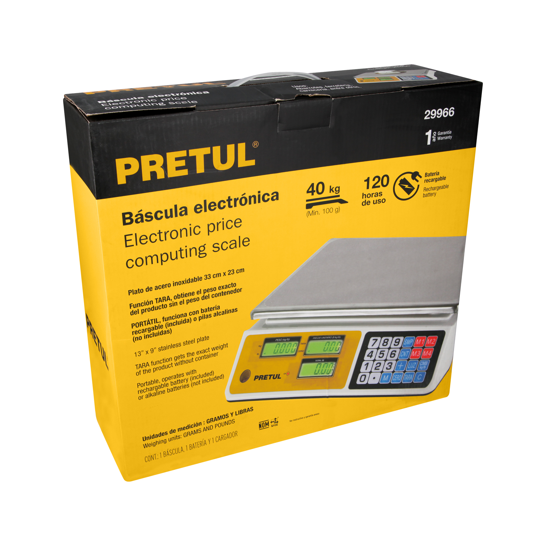 Báscula Pretul electrónica multifunciones capacidad 40 kg