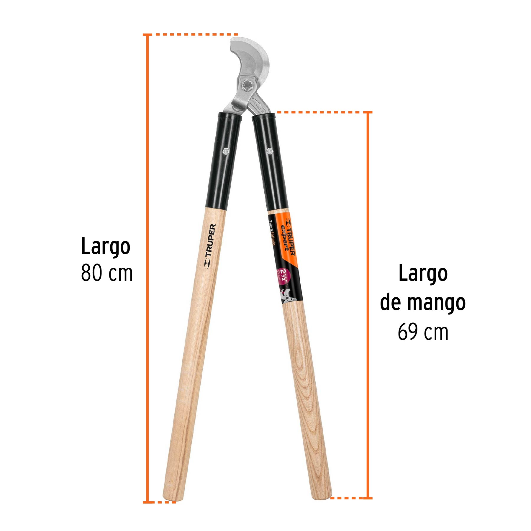 Tijera para ramas 33", mango de madera, uso rudo