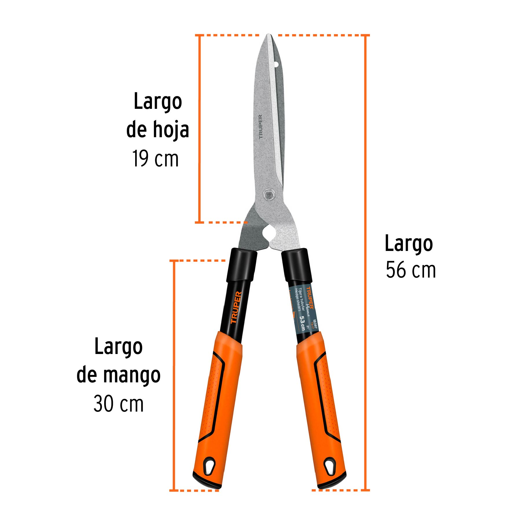 Tijera para poda, ligera, 53 cm, mango tubular