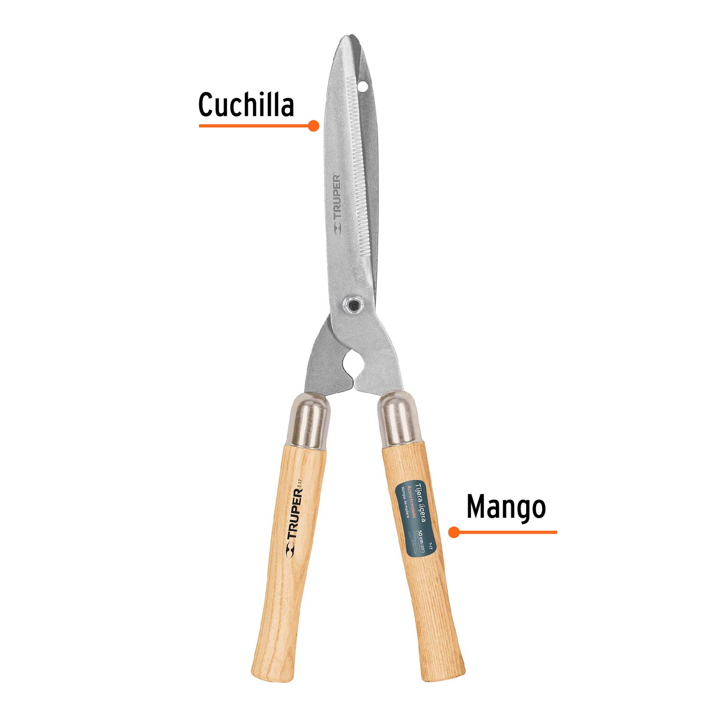 Tijera para poda, ligera, 50 cm, mango madera