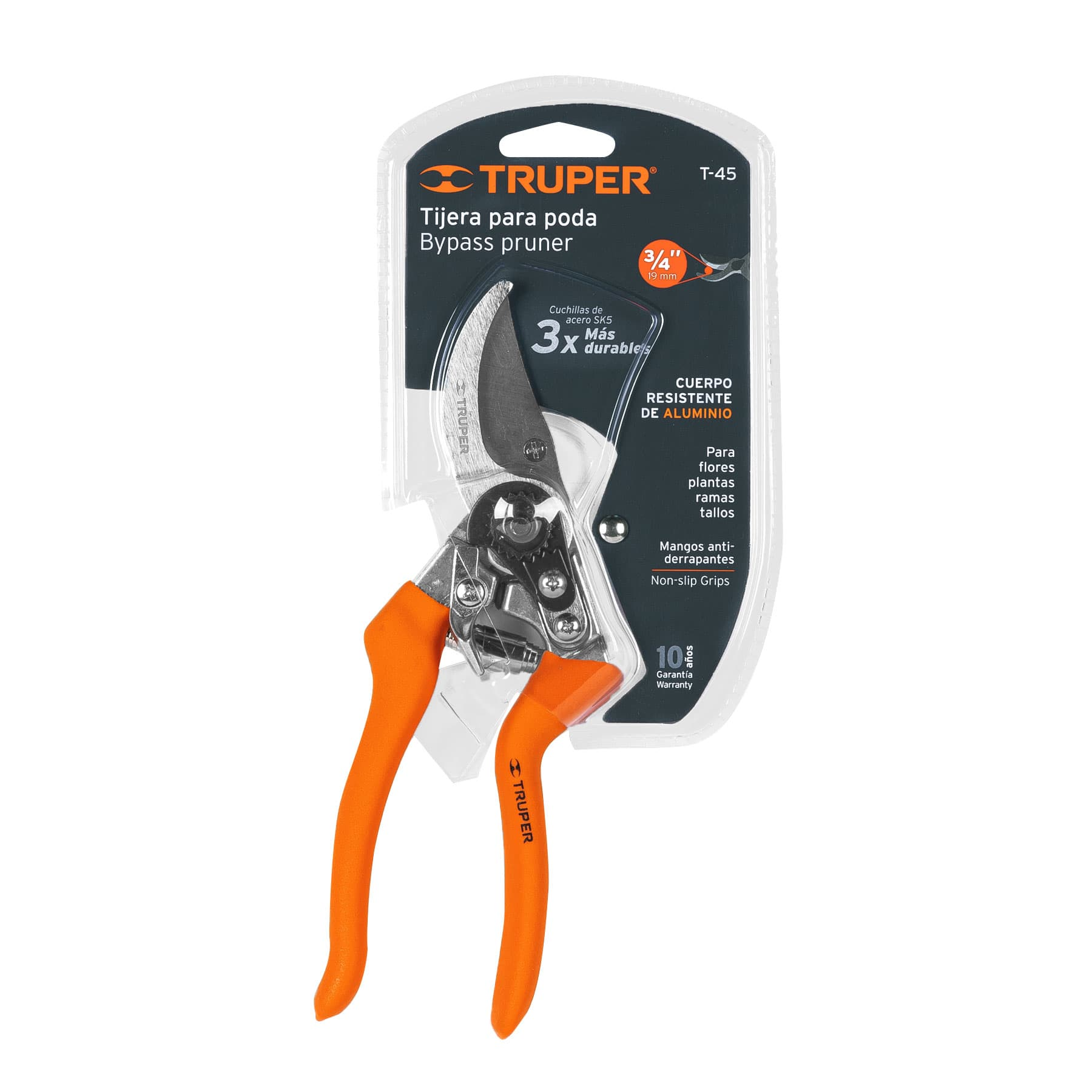 Tijera para poda 8",curva, cuerpo aluminio, cuchilla de paso