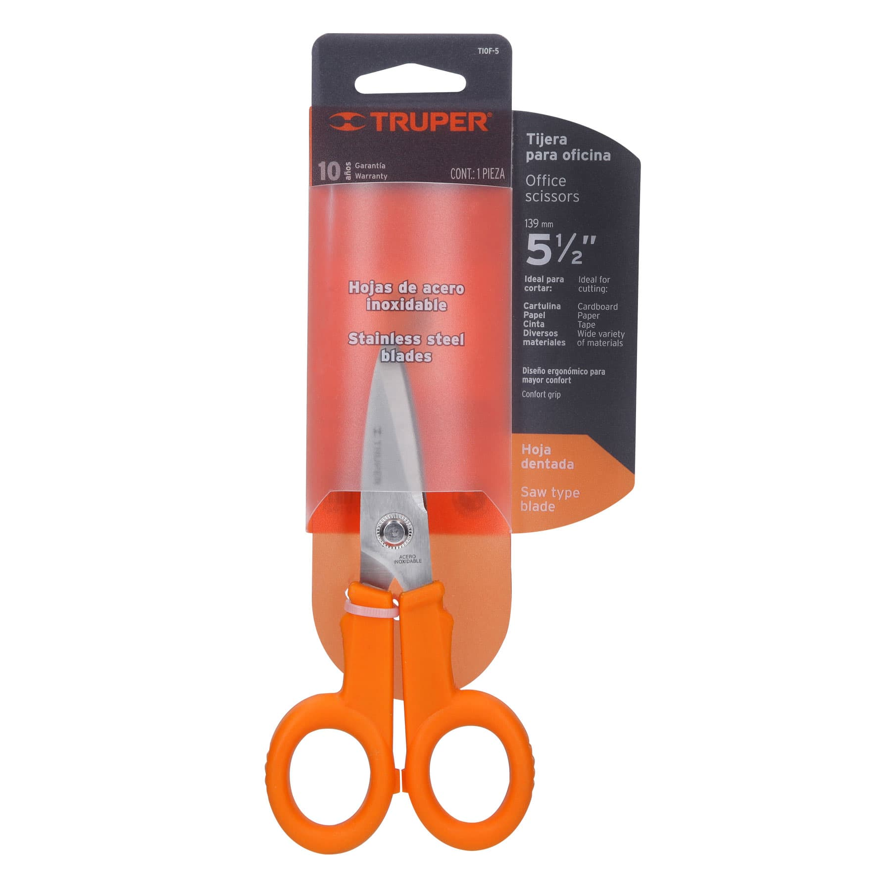 Tijera para oficina 5-1/2", de acero inoxidable