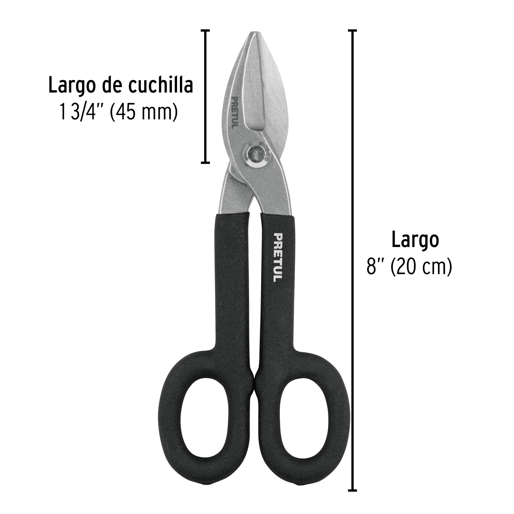 Tijera para hojaltero de 8", Pretul