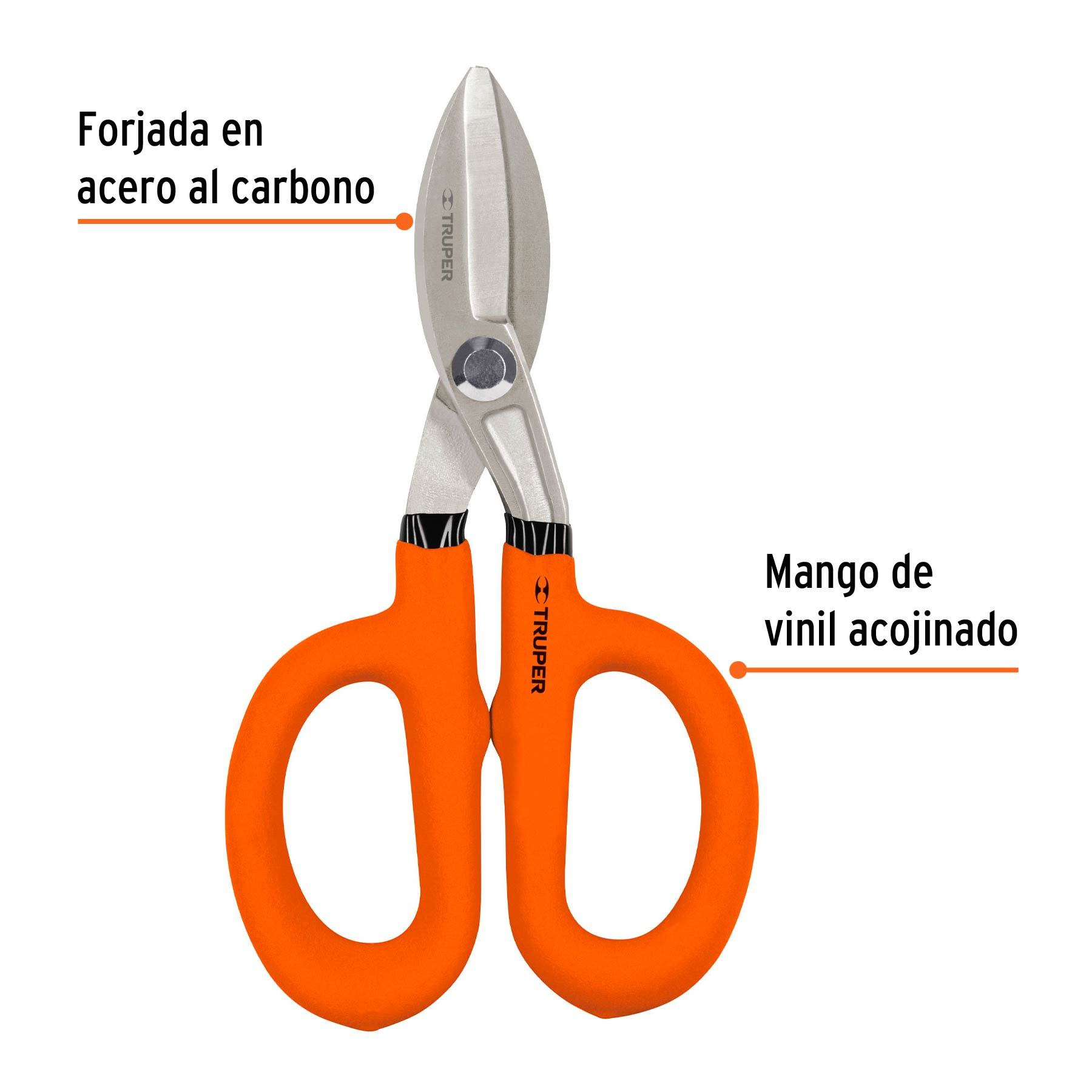 Tijera para hojalatero 7", mango vinil acojinado