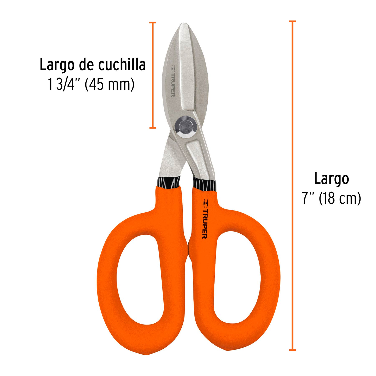 Tijera para hojalatero 7", mango vinil acojinado