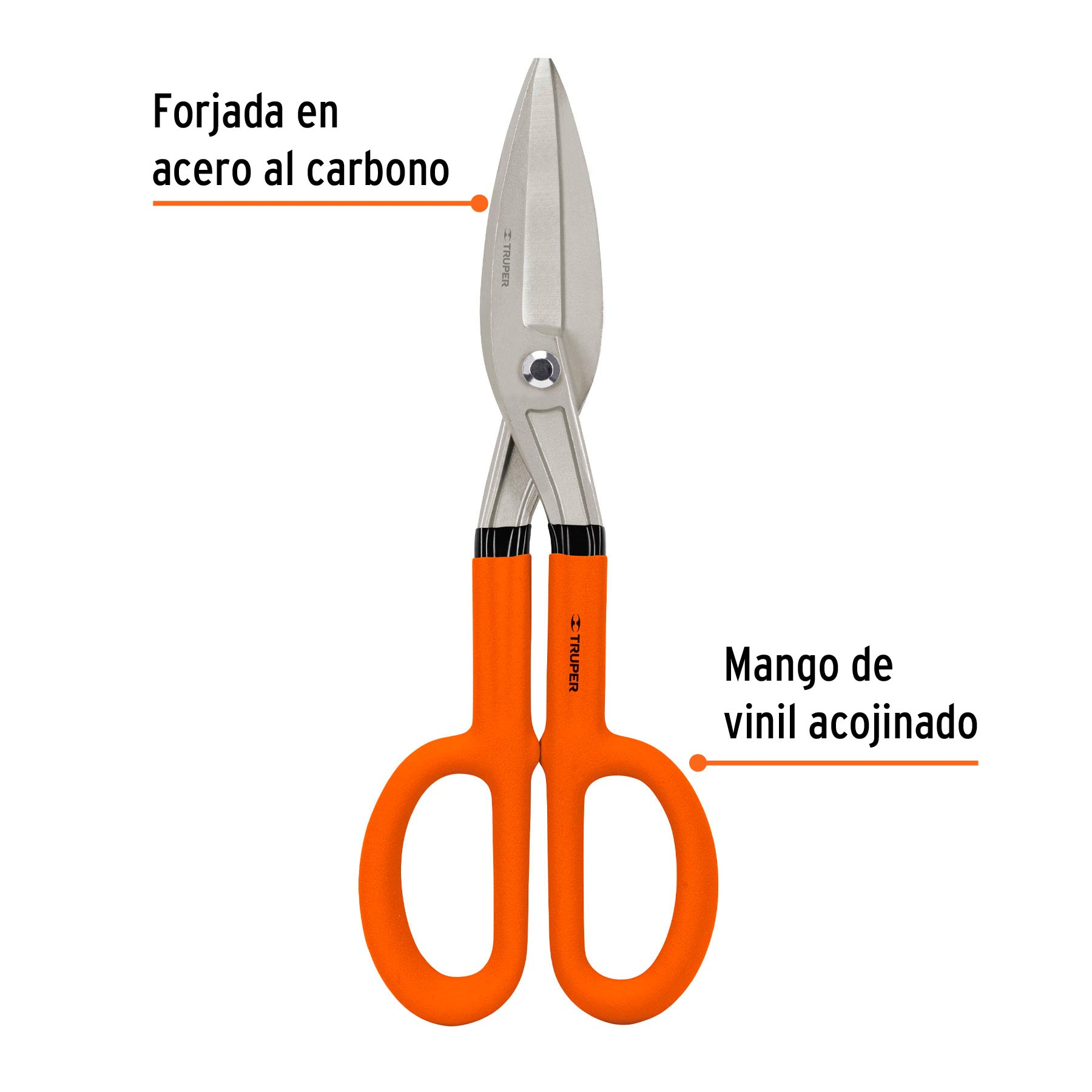 Tijera para hojalatero 14", mango vinil acojinado