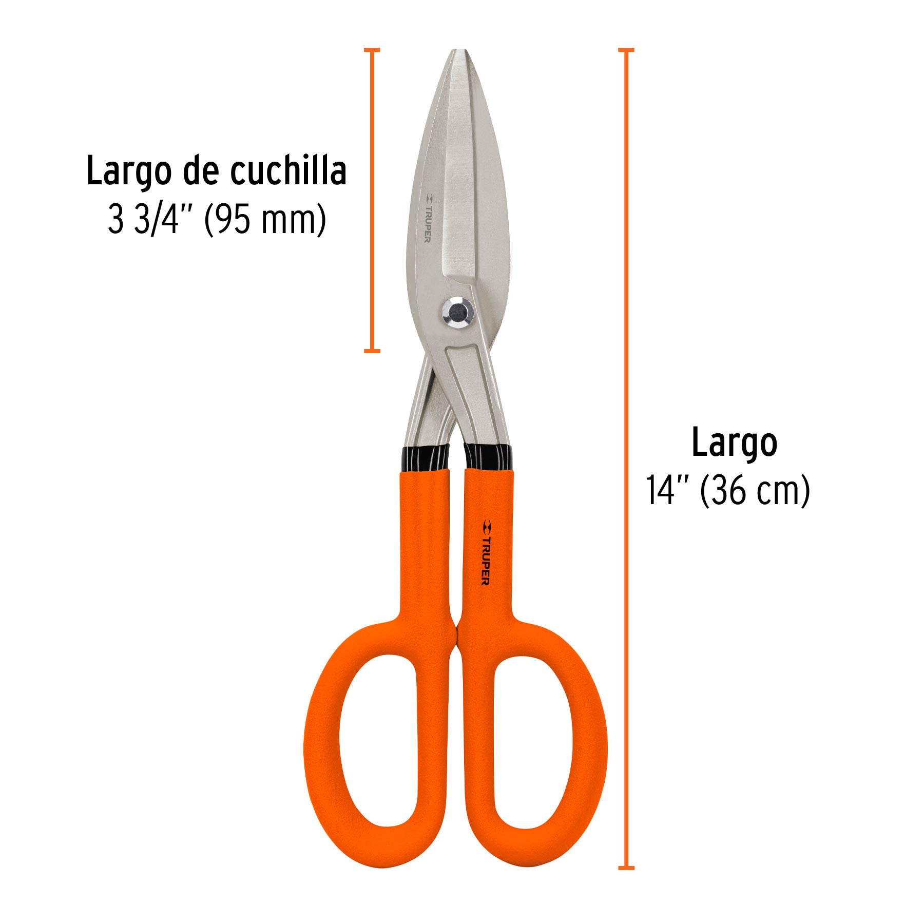Tijera para hojalatero 14", mango vinil acojinado