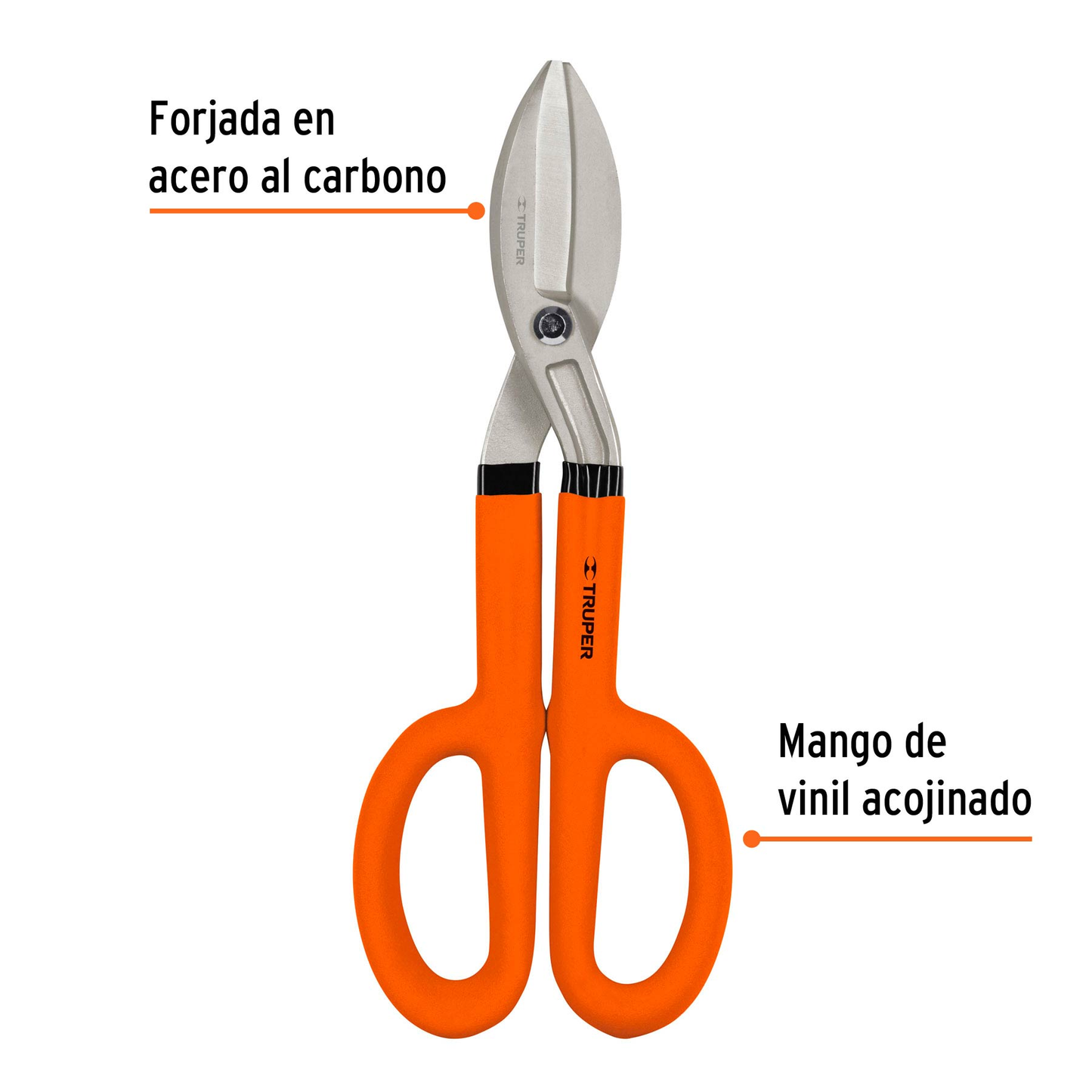 Tijera para hojalatero 12", mango vinil acojinado