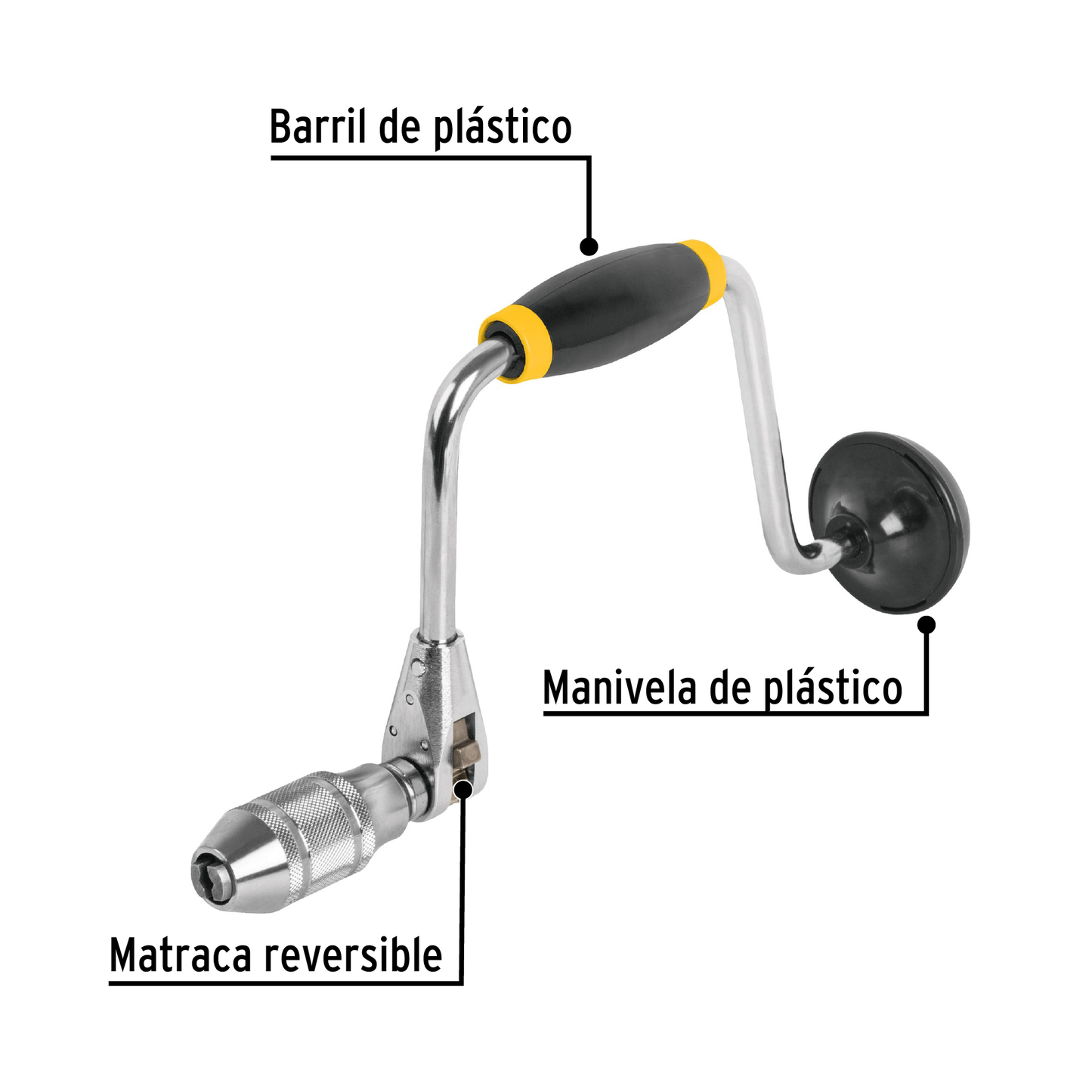 Berbiquí 12", perilla de plástico, pretul