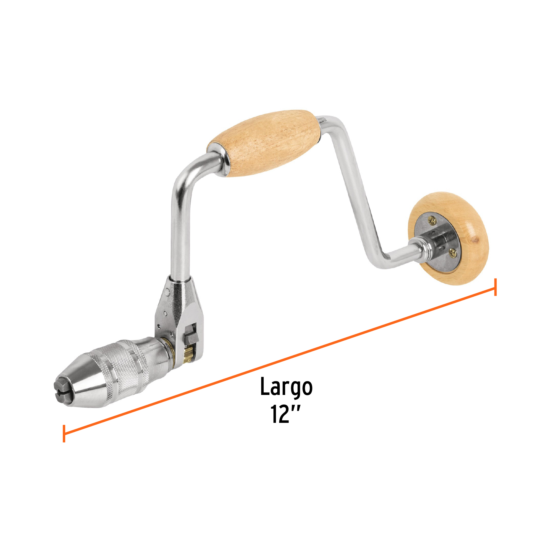 Berbiquí profesional 12", perilla de madera