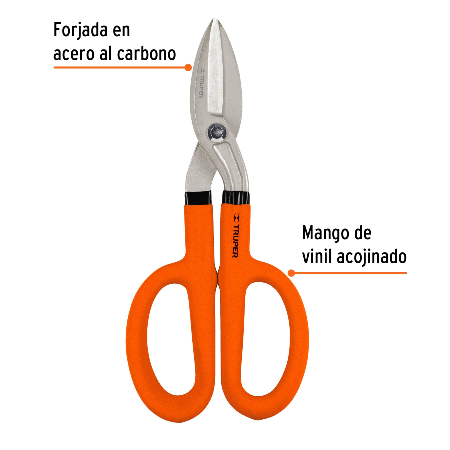 Tijera para hojalatero 10", mango vinil acojinado