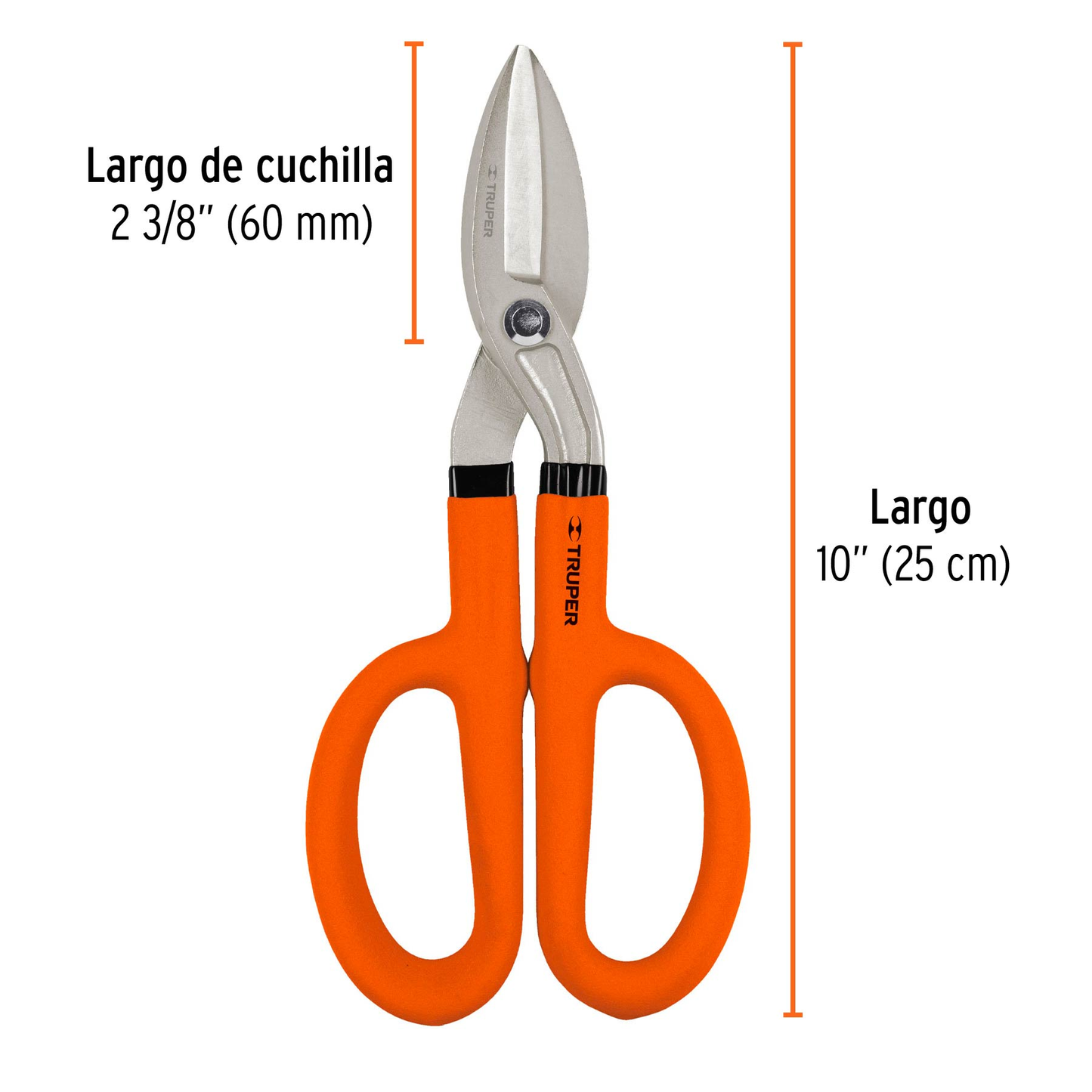 Tijera para hojalatero 10", mango vinil acojinado