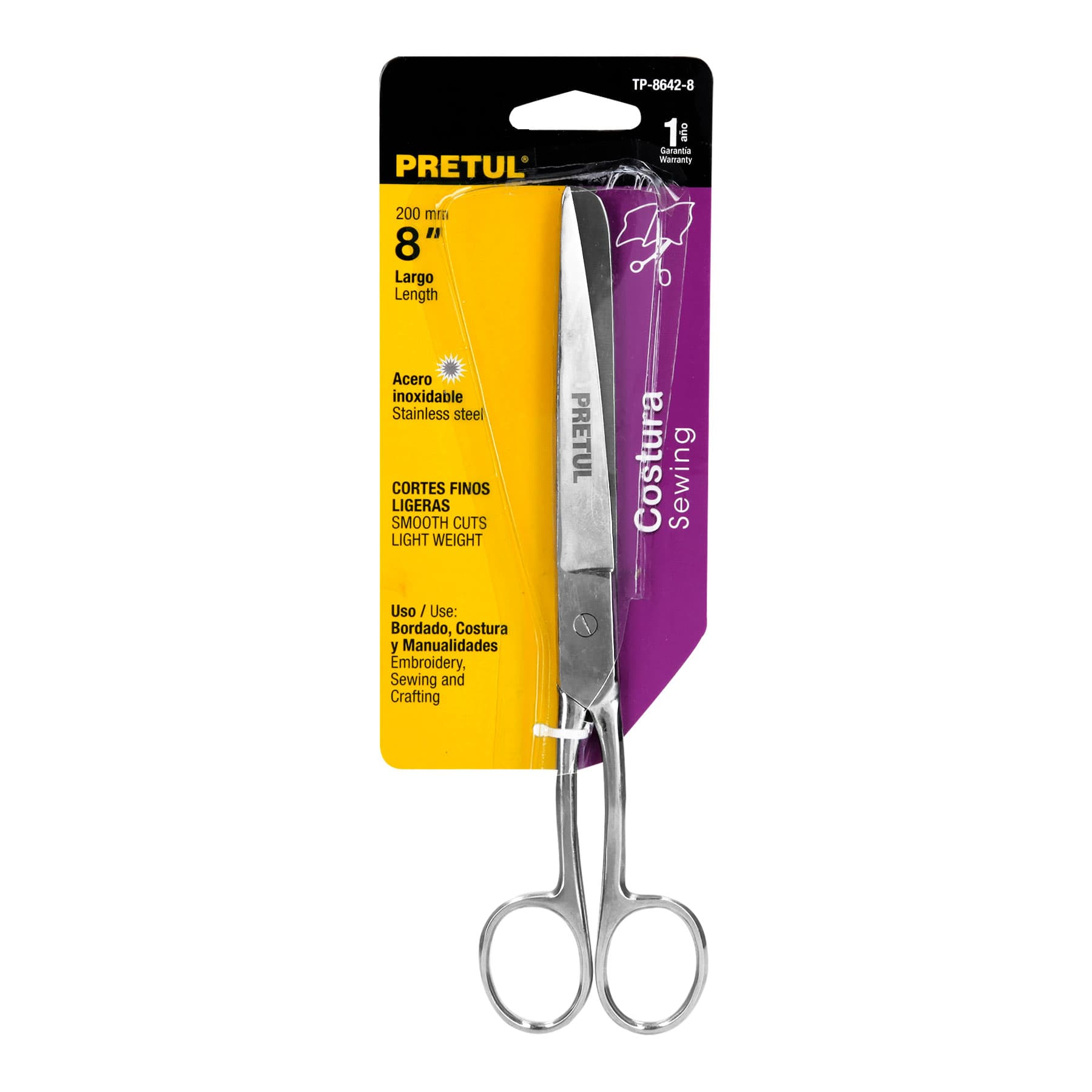 Tijera para costura y oficina 8", pretul