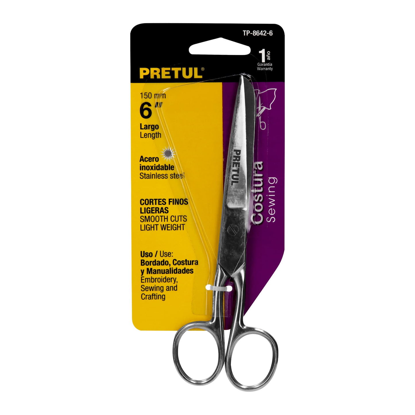 Tijera para costura y oficina 6", pretul