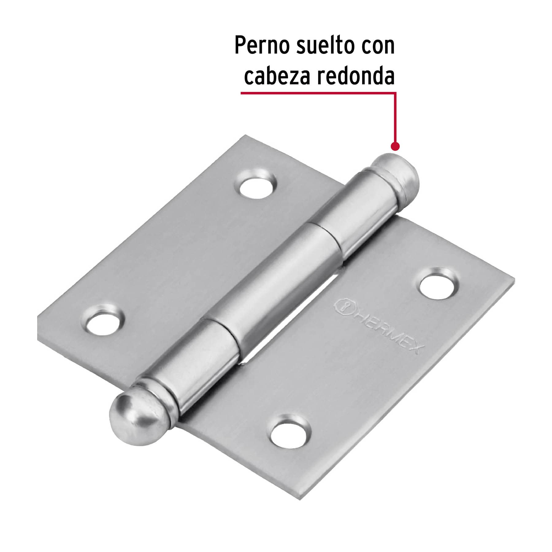 Bisagra cuadrada 2", acero inoxidable, redonda