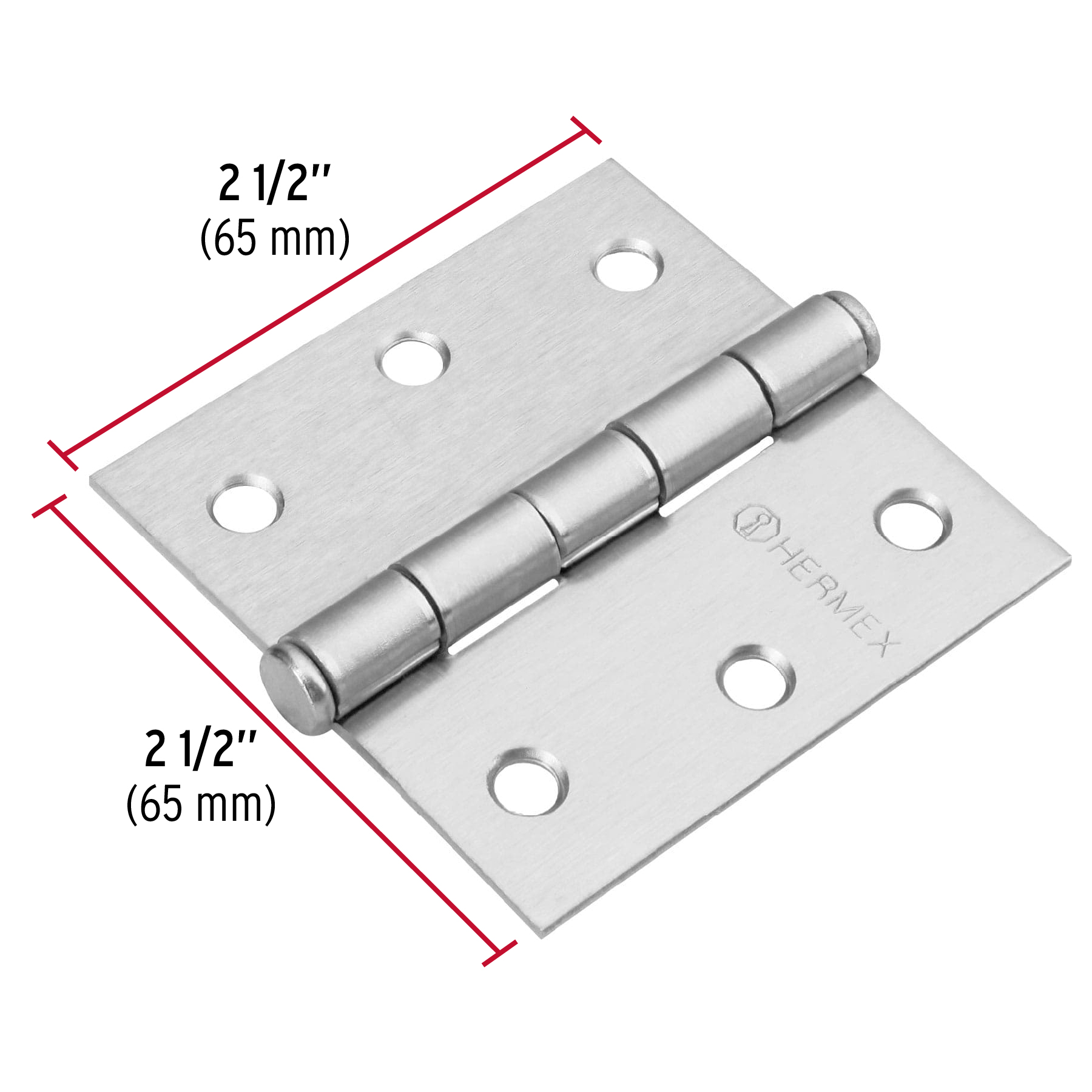 Bisagra cuadrada 2-1/2", acero cromo mate, plana