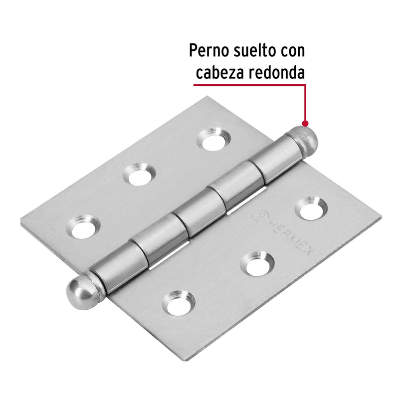 Bisagra cuadrada 2-1/2", acero inoxidable, redonda