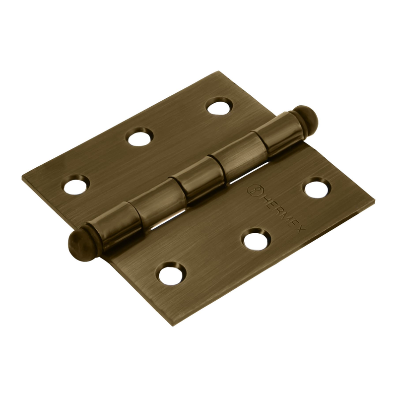 Bisagra cuadrada 2-1/2", acero latonado antiguo, redonda