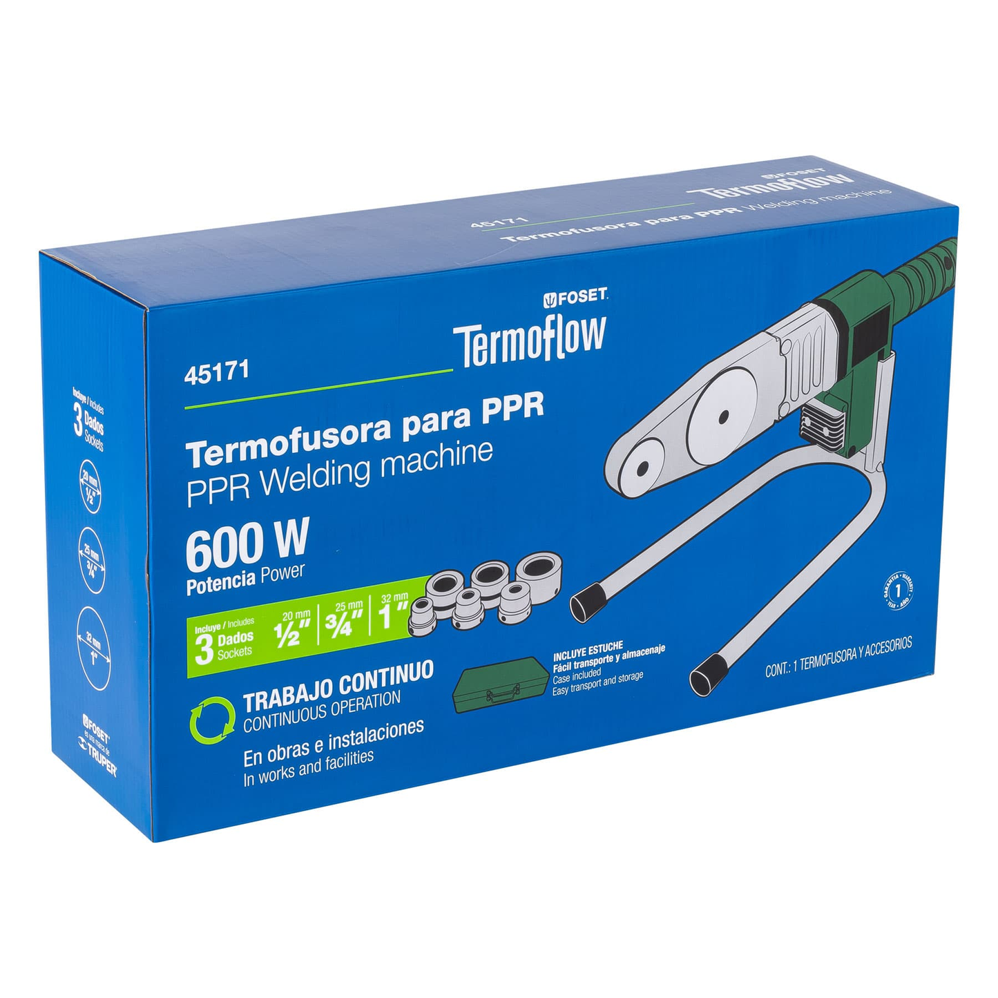 Termofusora 600W para PPR con dados de 20, 25 y 32 mm