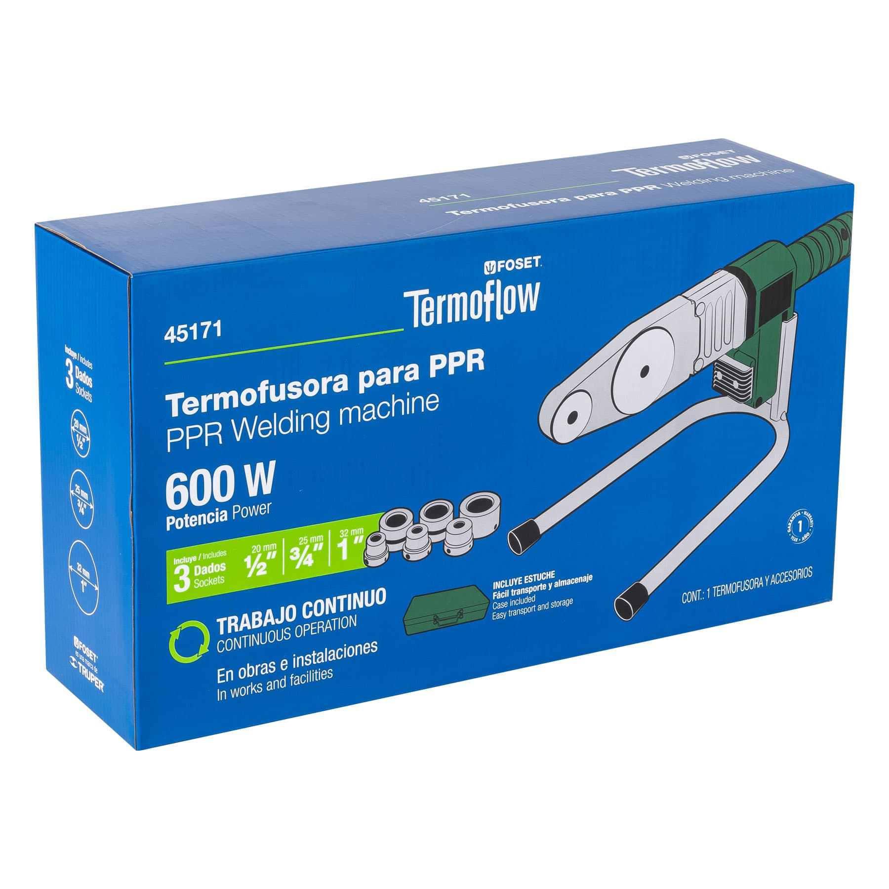 Termofusora 600W para PPR con dados de 20, 25 y 32 mm