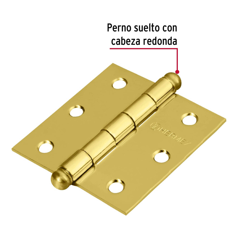Bisagra cuadrada 2-1/2",acero latonado, redonda