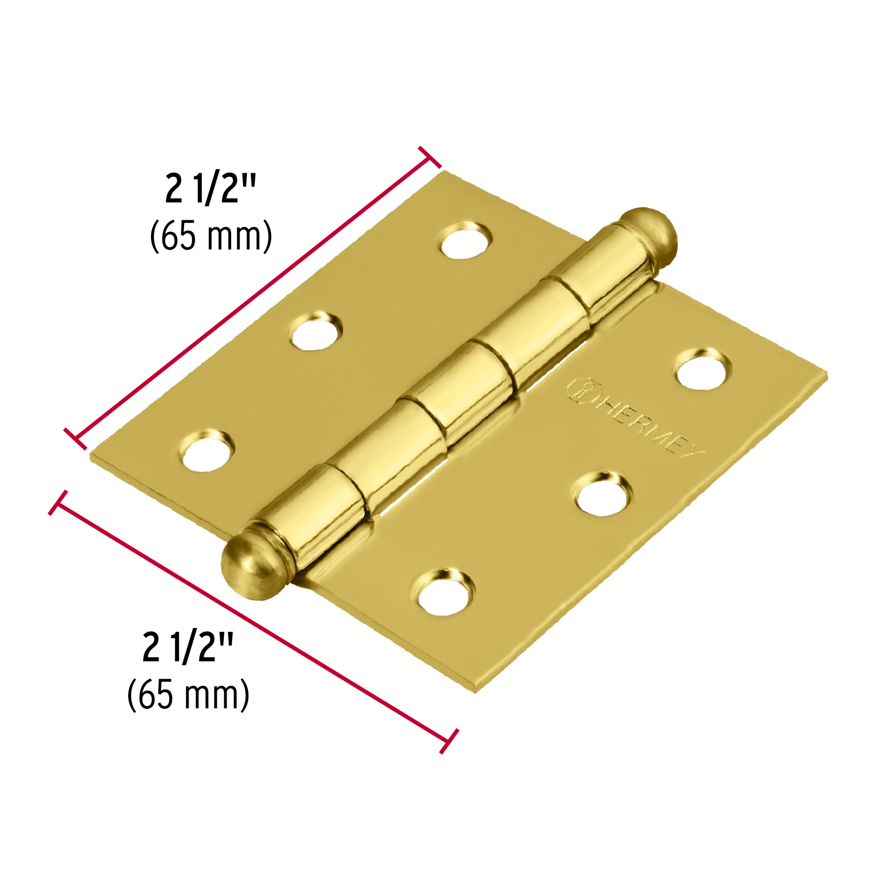 Bisagra cuadrada 2-1/2",acero latonado, redonda