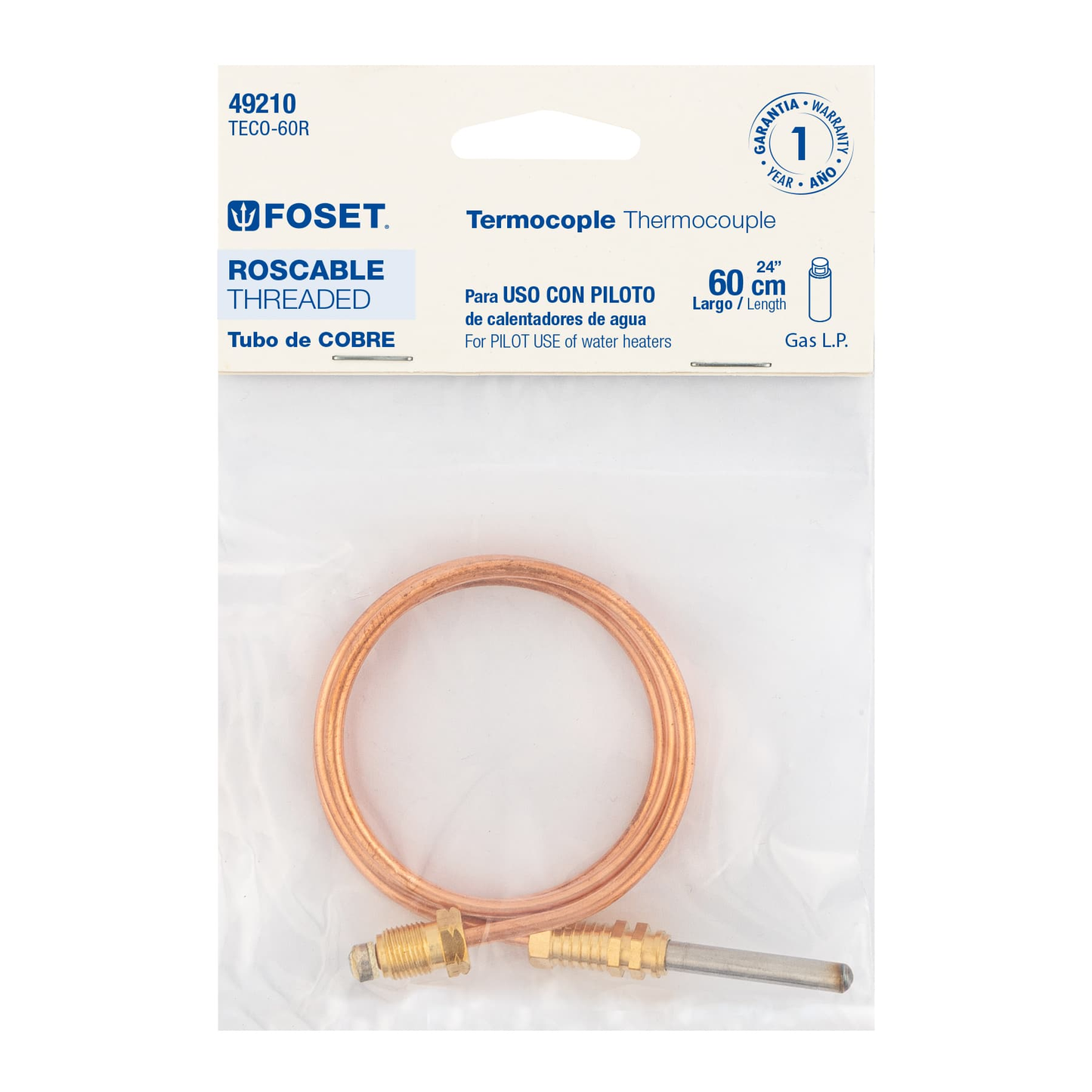 Termocople 60 cms, roscable