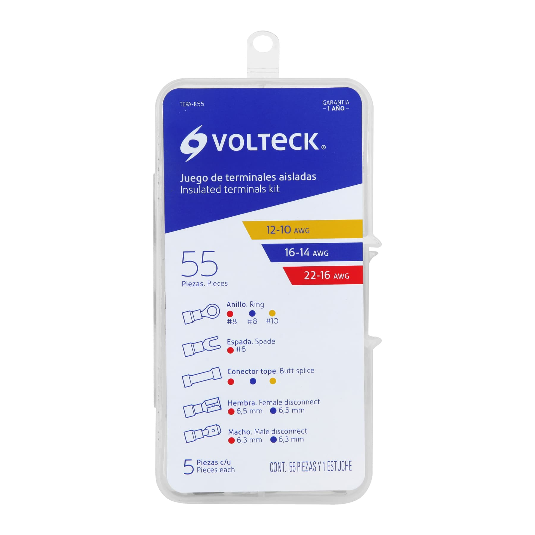 Terminales aisladas para cable, kit con 55 piezas