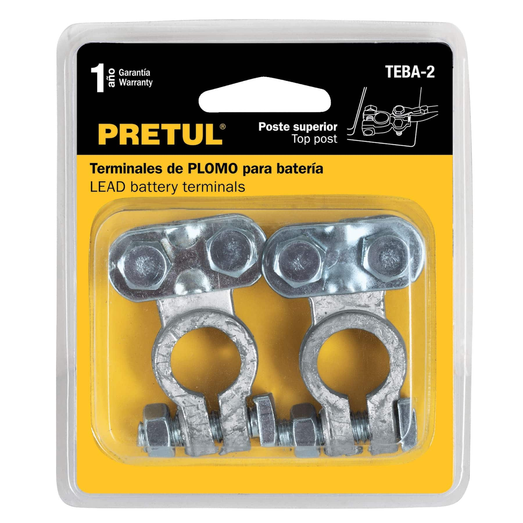 Terminal de plomo para batería, poste superior, 2 piezas