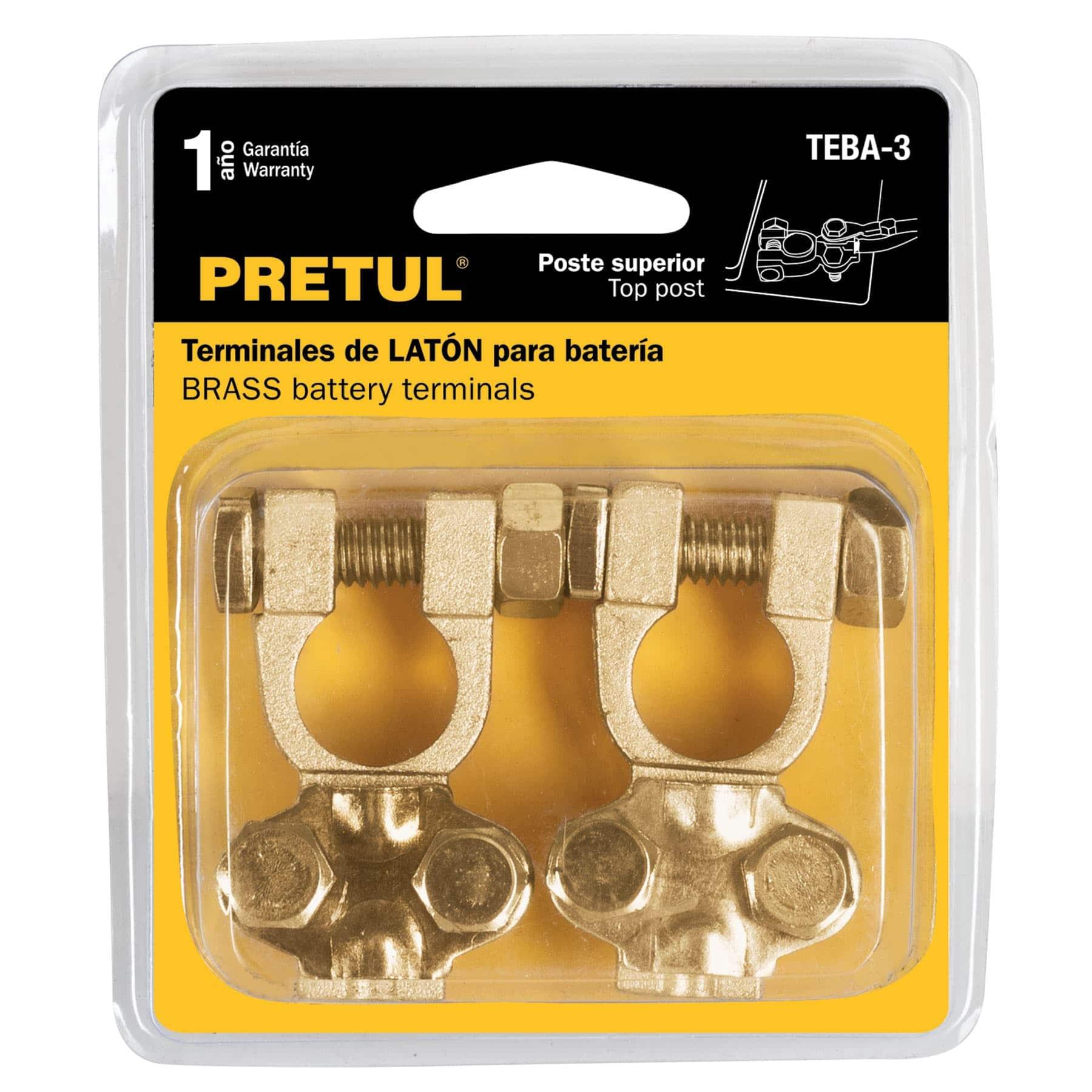 Terminal de latón para batería, poste superior, 2 piezas