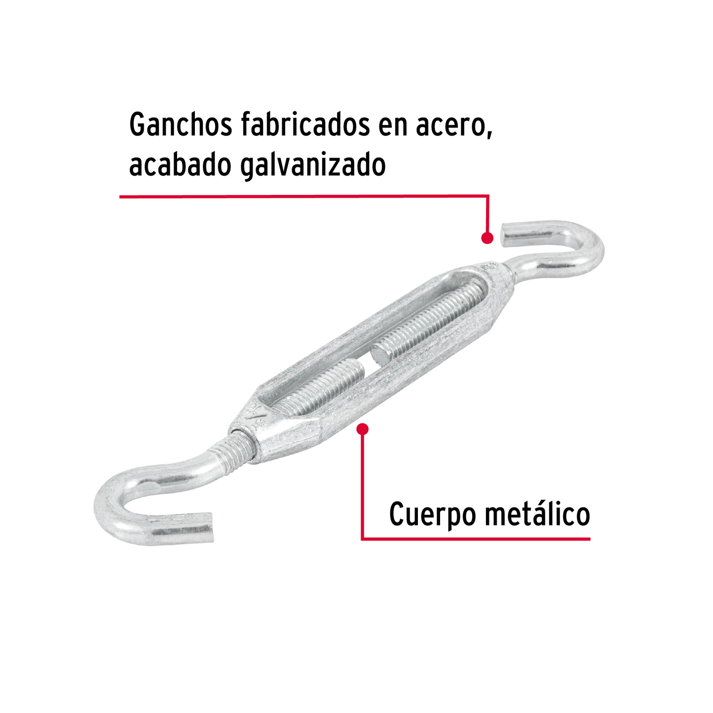 Tensor zinc, 5/16", gancho-gancho