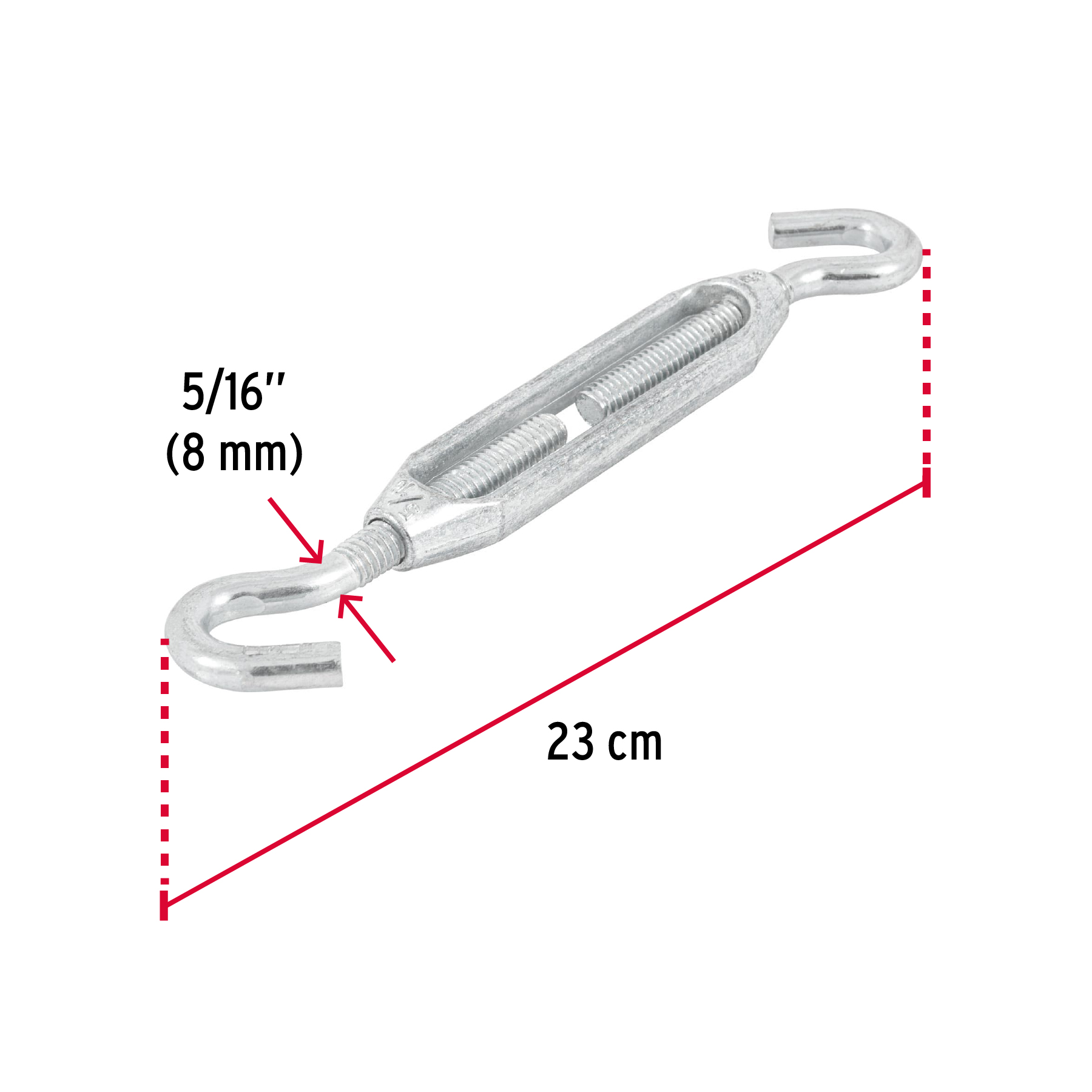 Tensor zinc, 5/16", gancho-gancho
