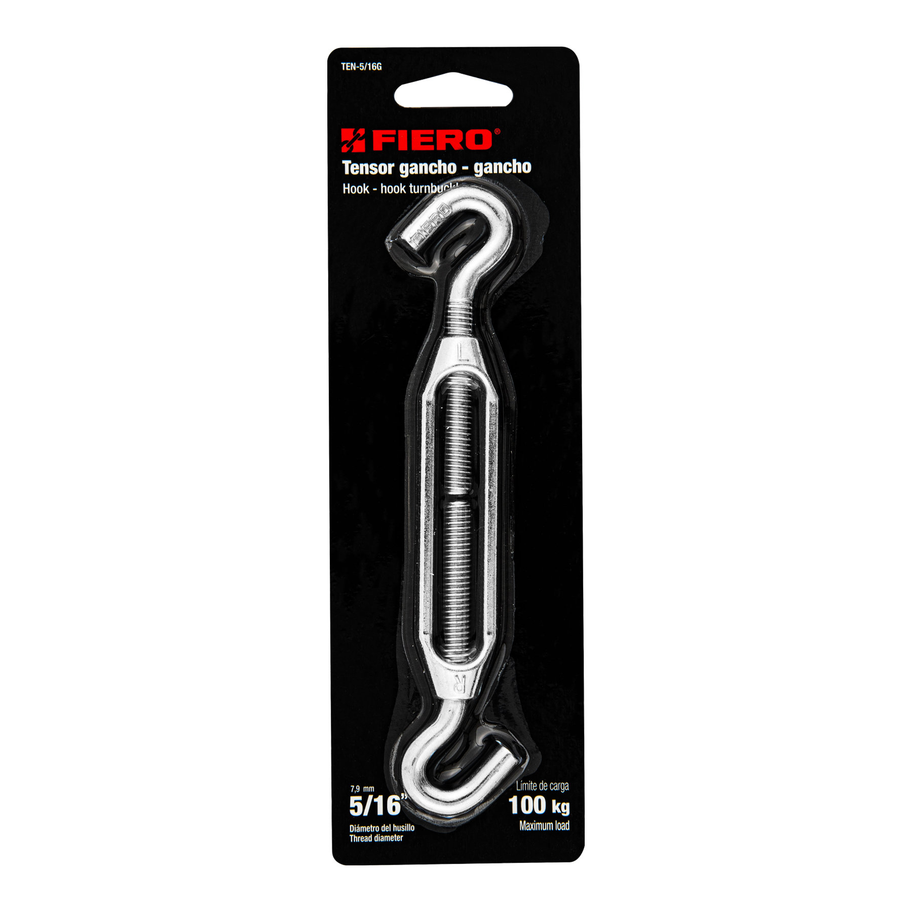Tensor zinc, 5/16", gancho-gancho