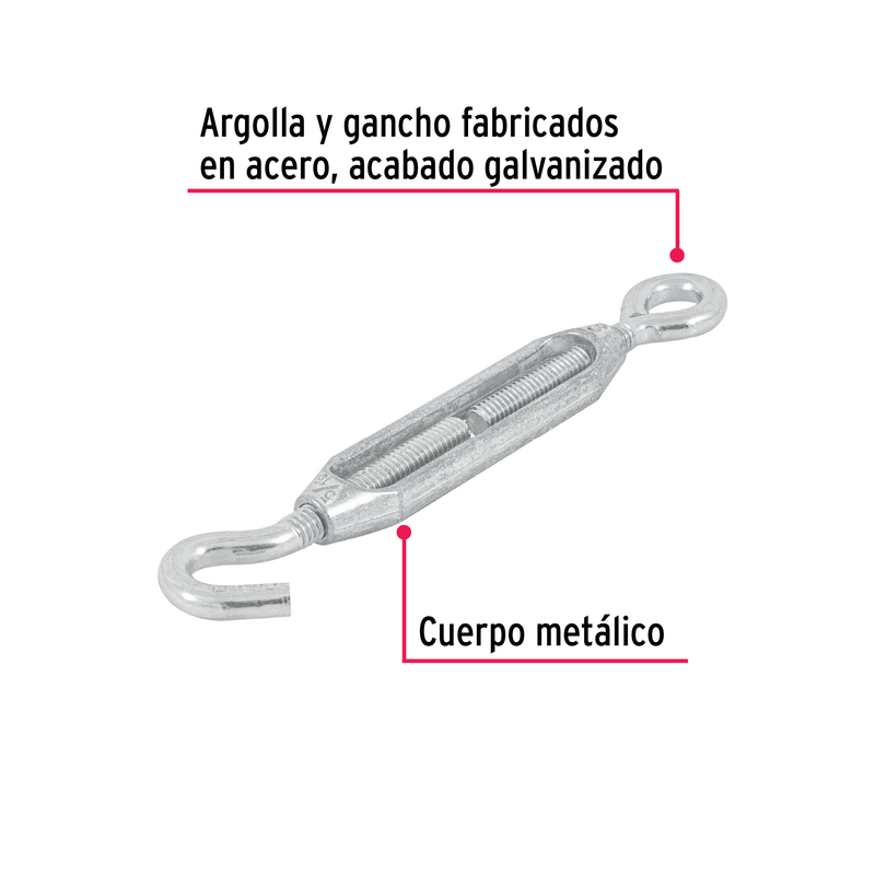 Tensor zinc, 5/16", gancho-argolla
