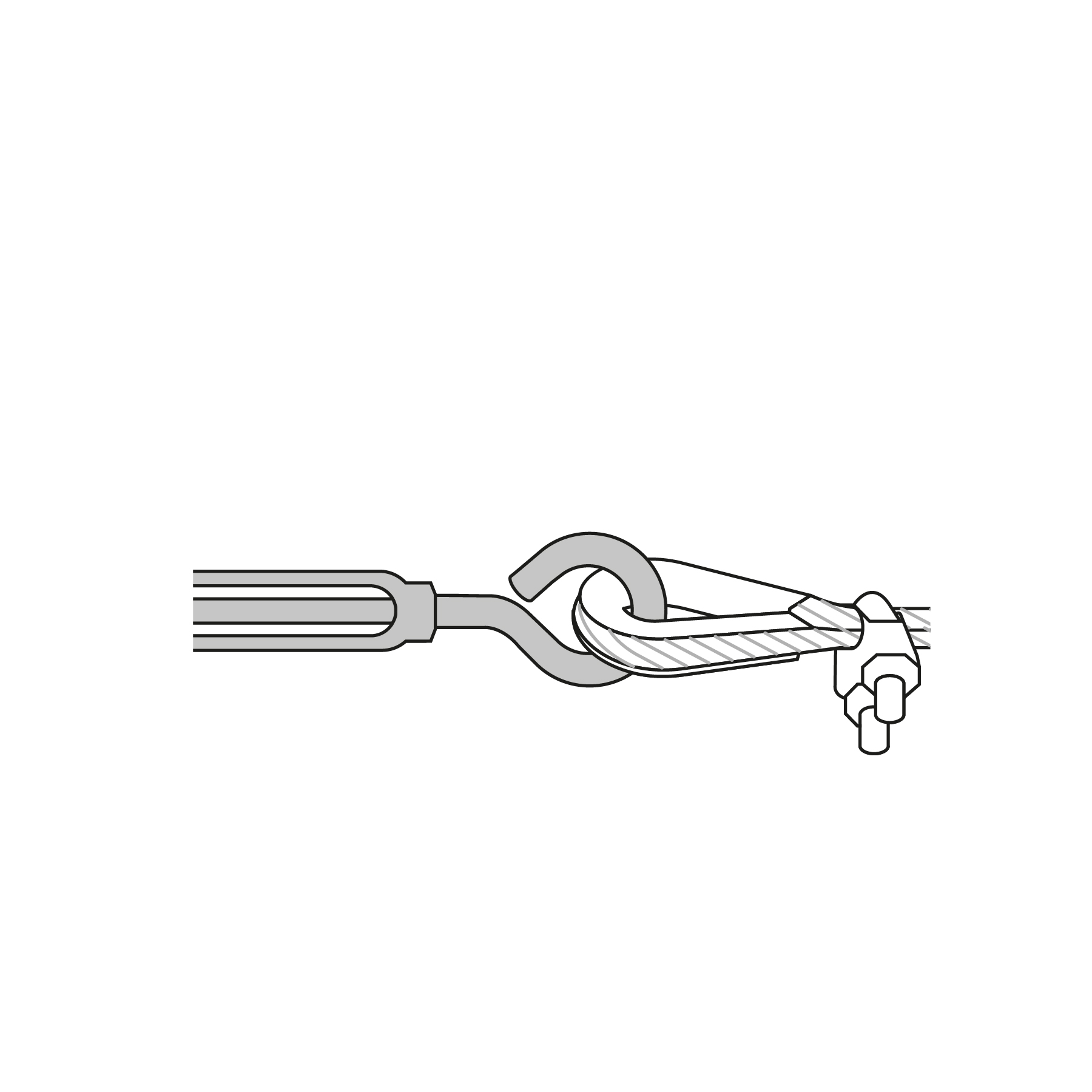 Tensor zinc, 5/16", gancho-argolla