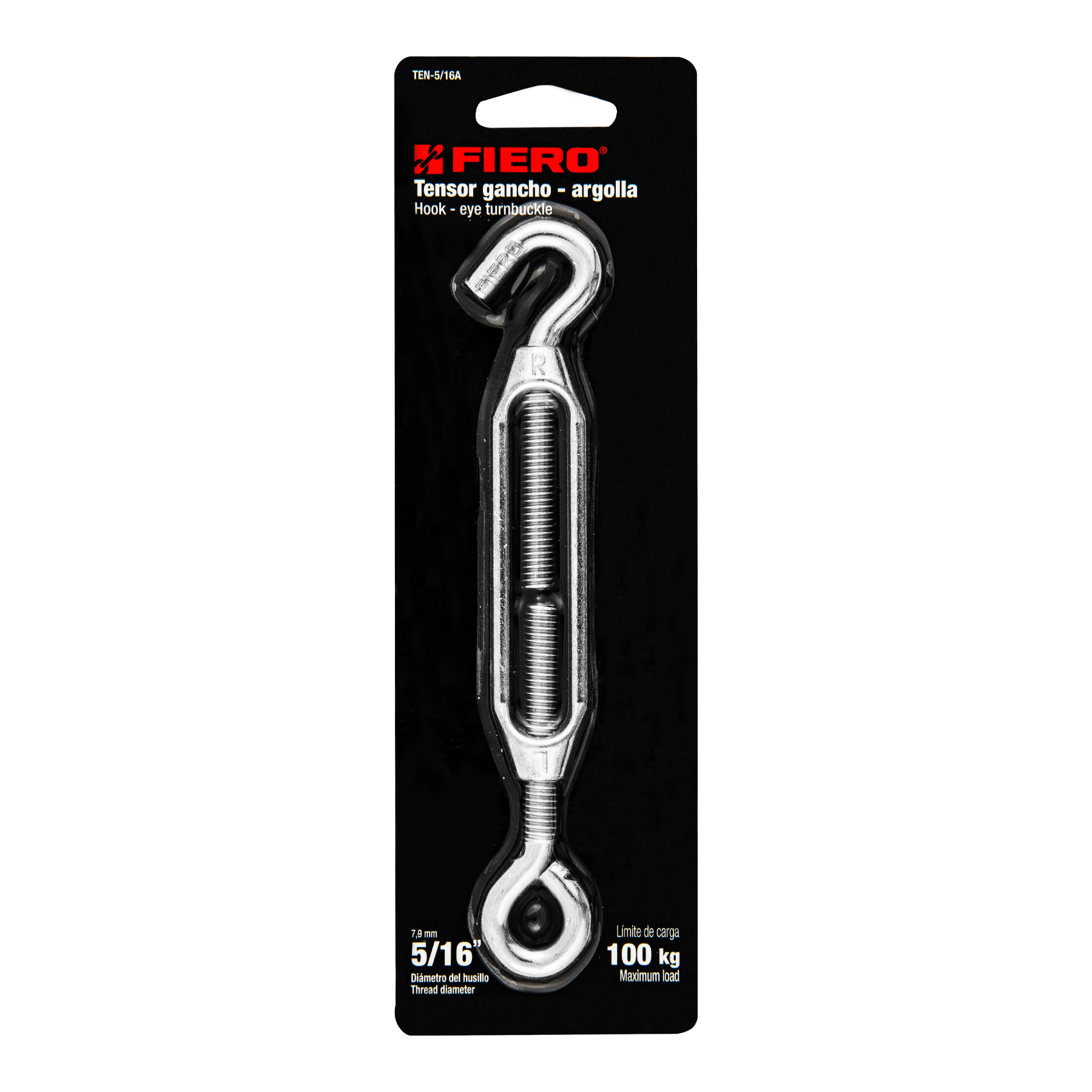 Tensor zinc, 5/16", gancho-argolla