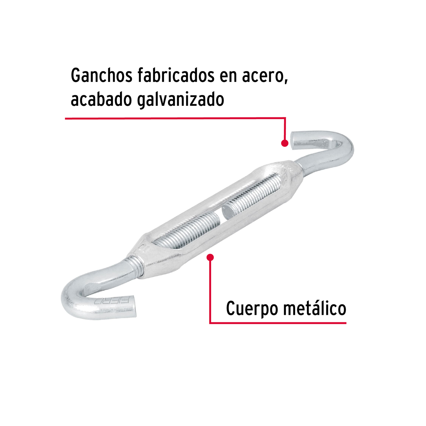 Tensor zinc, 3/8", gancho-gancho