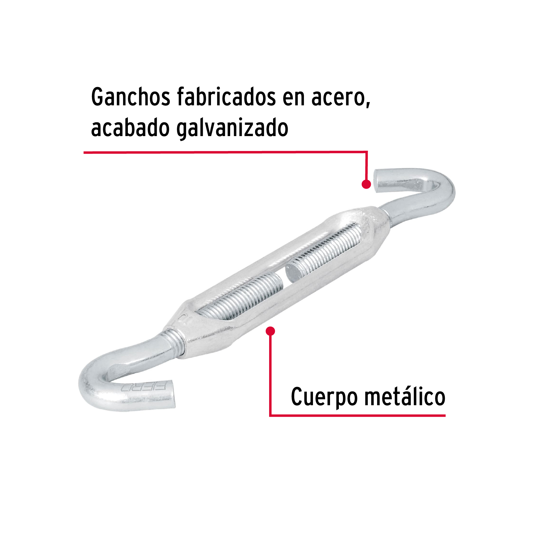 Tensor zinc, 3/8", gancho-gancho
