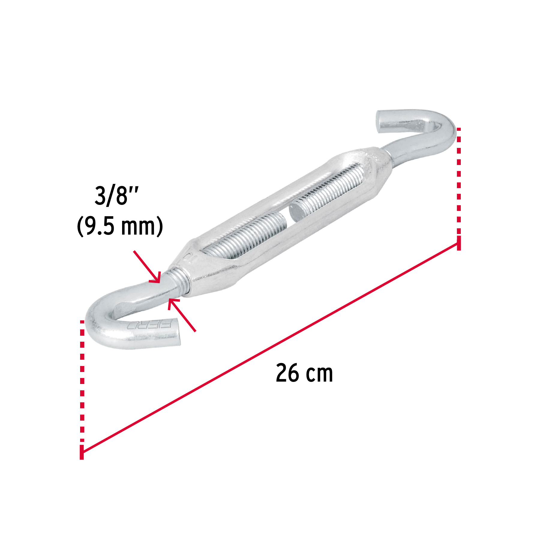 Tensor zinc, 3/8", gancho-gancho