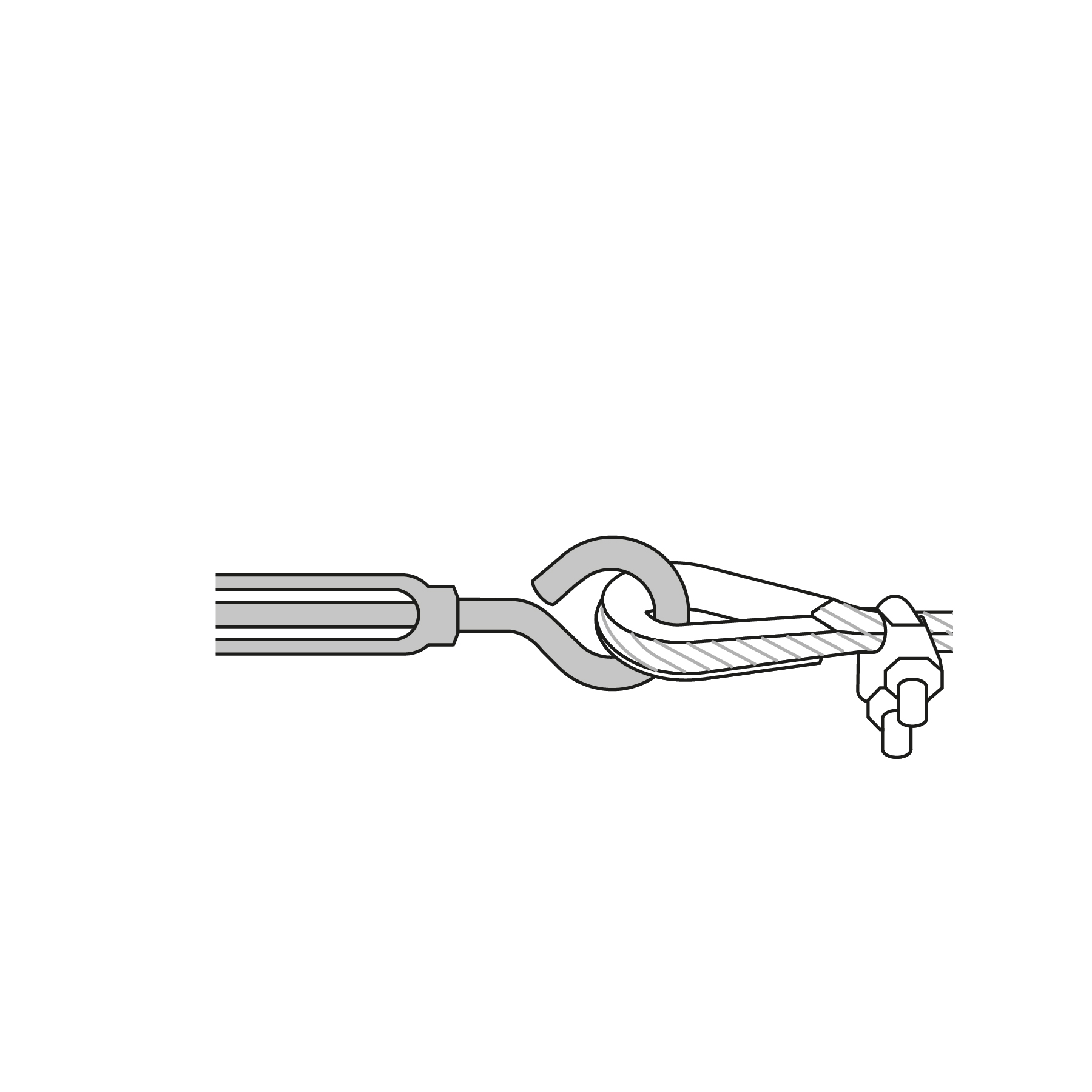 Tensor zinc, 3/8", gancho-argolla