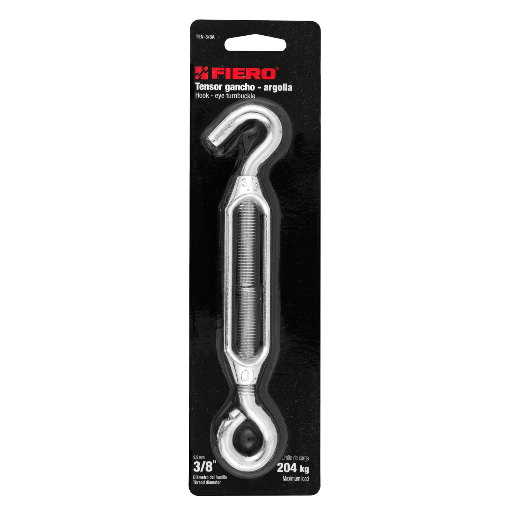 Tensor zinc, 3/8", gancho-argolla